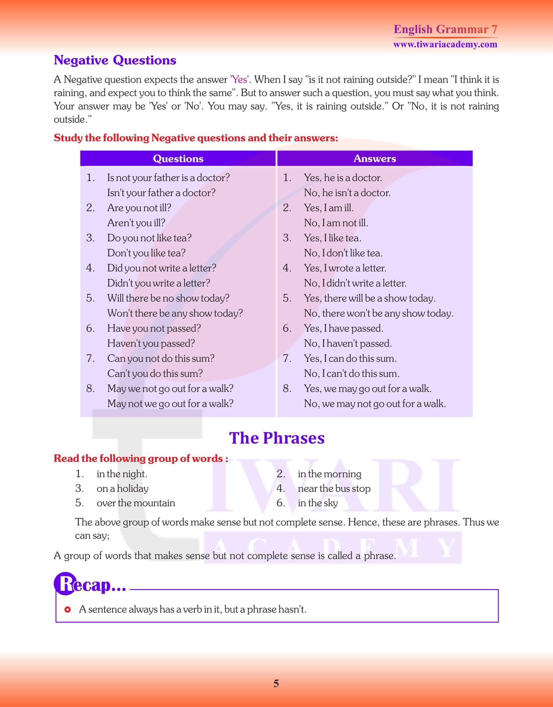 Class 7 Grammar Chapter 1 Book