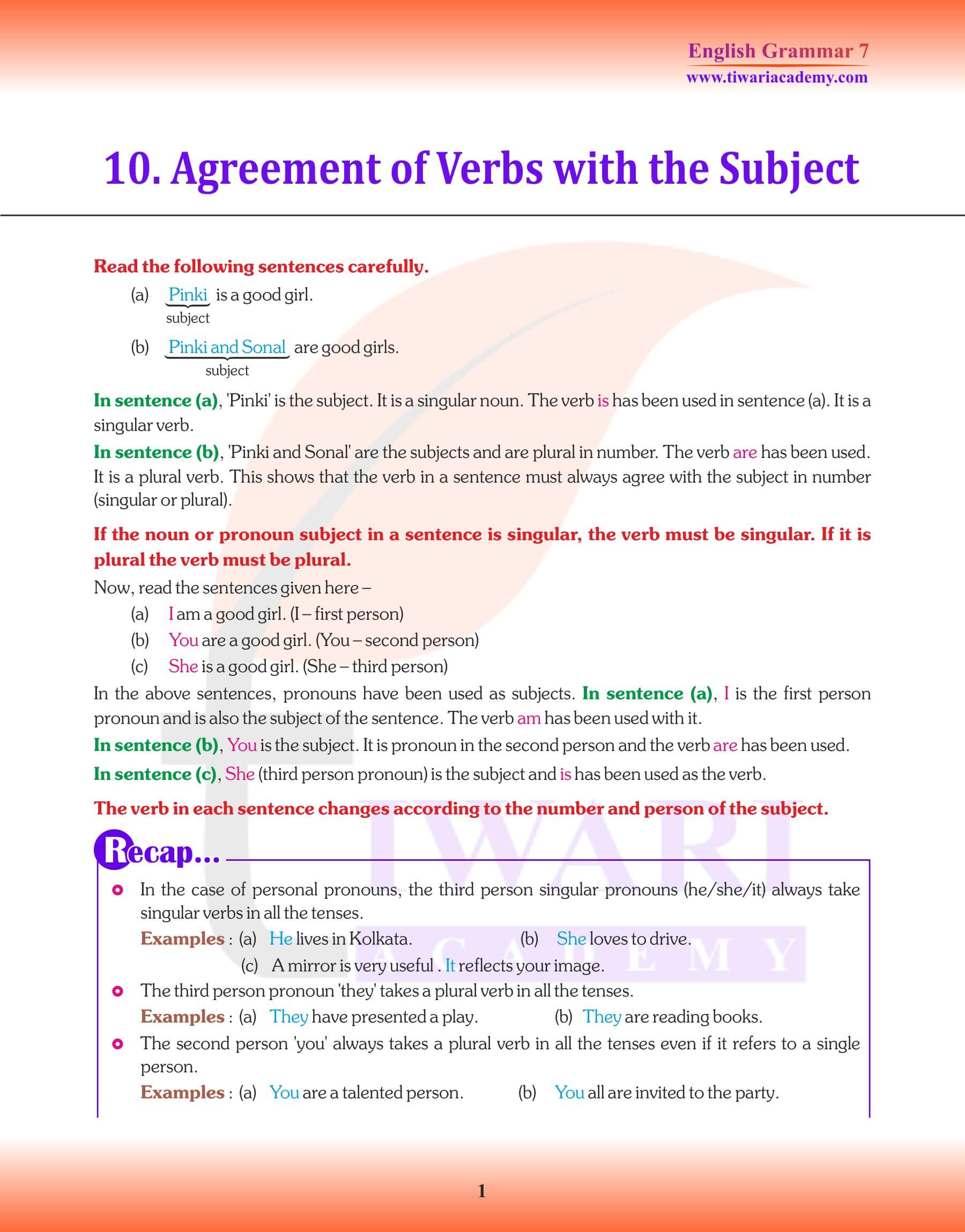 Class 7 English Grammar Chapter 10 Revision