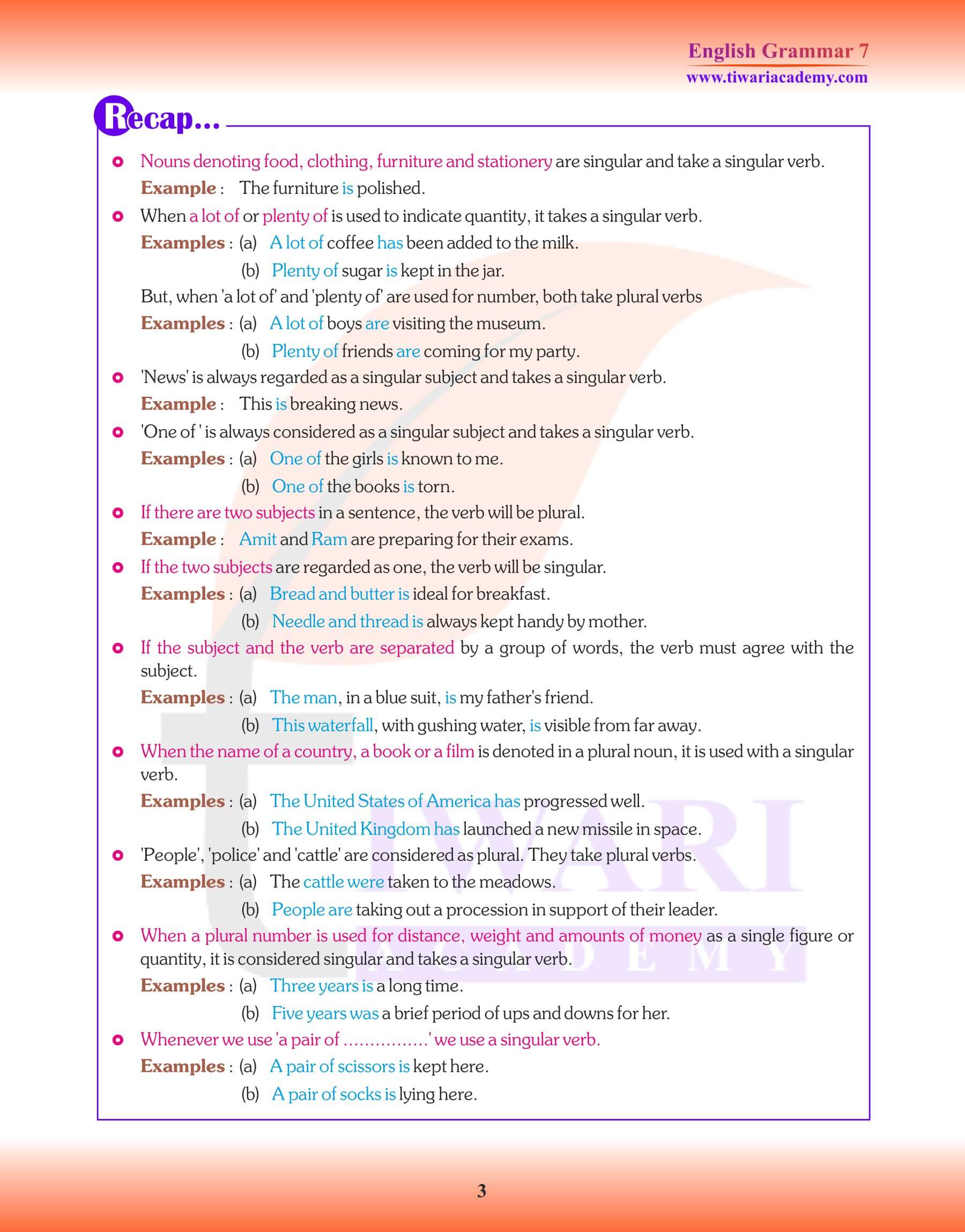 Class 7 English Grammar Chapter 10 Revision notes