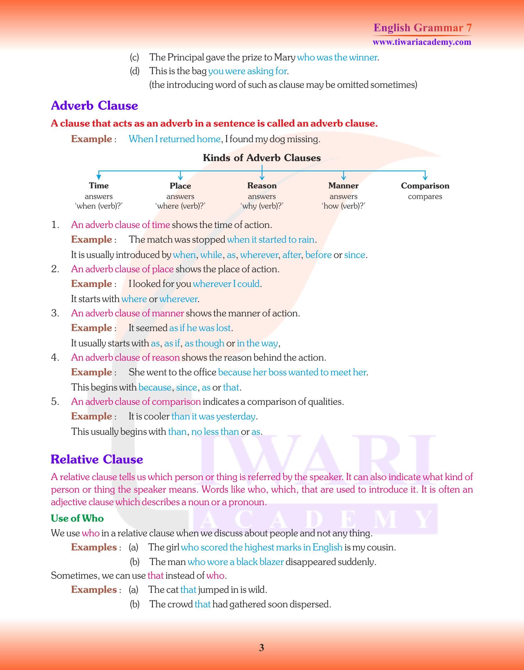 Class 7 English Grammar Chapter 12 Study Material