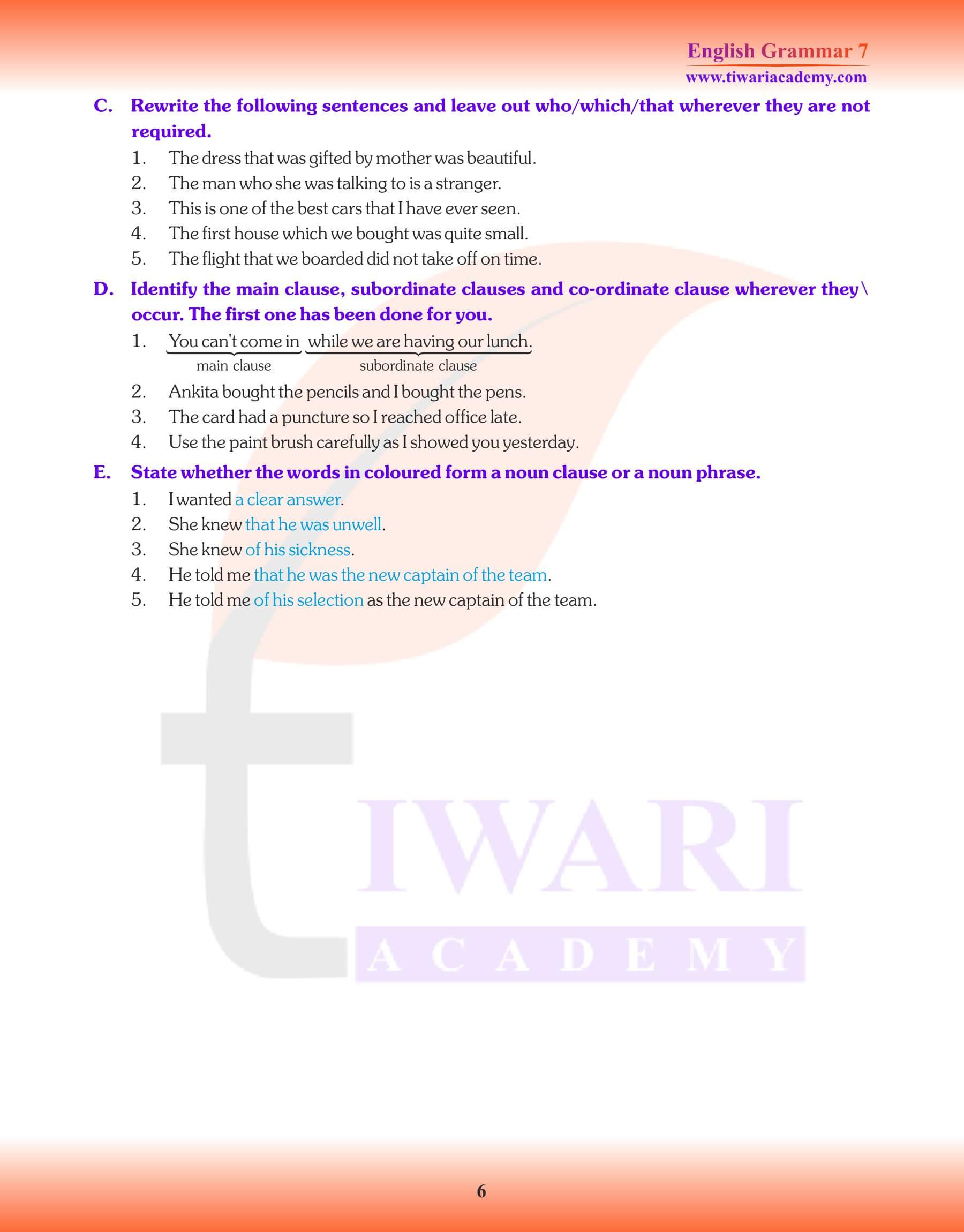 Class 7 English Grammar Chapter 12 Worksheets