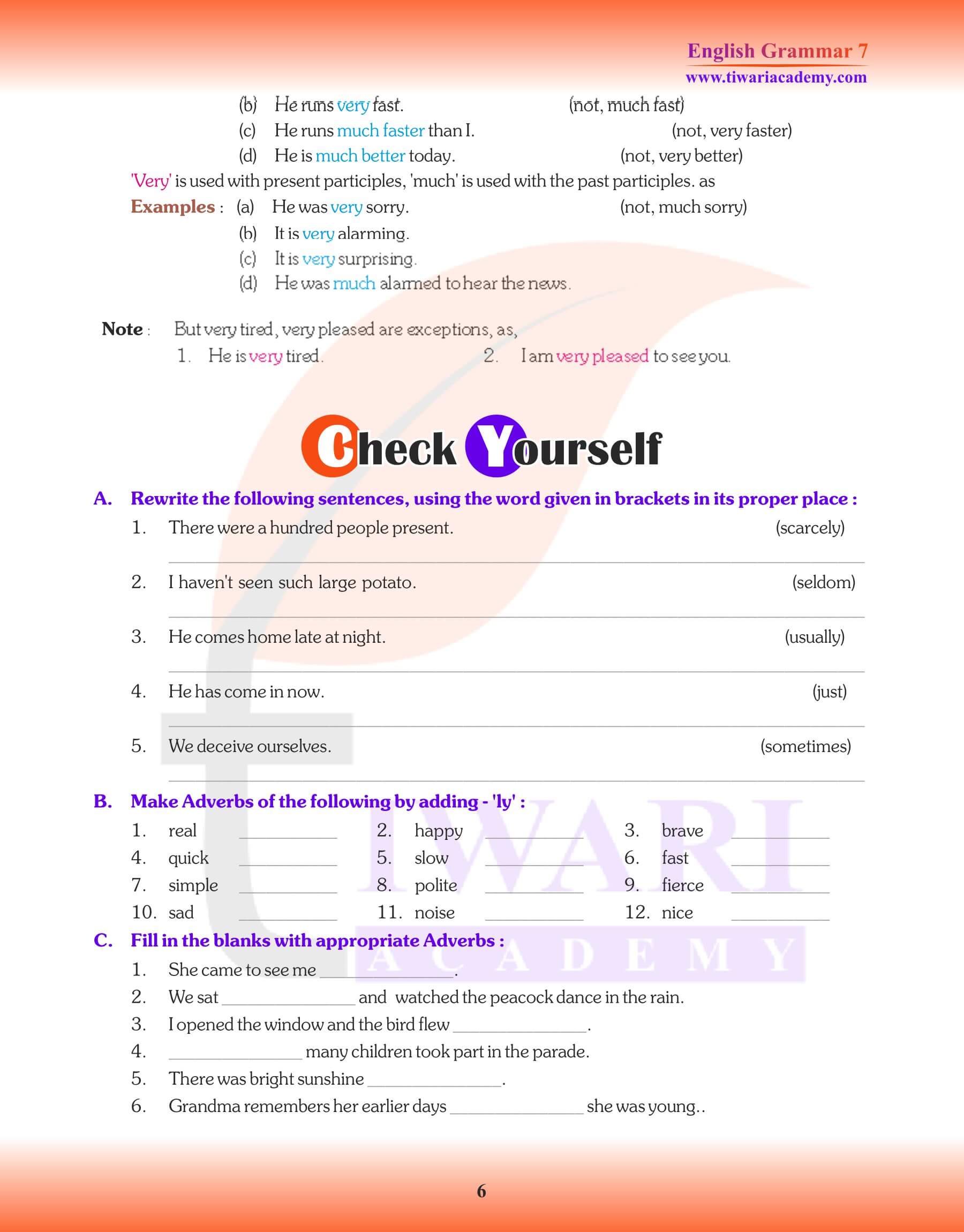 Class 7 English Grammar Chapter 13 Exercises