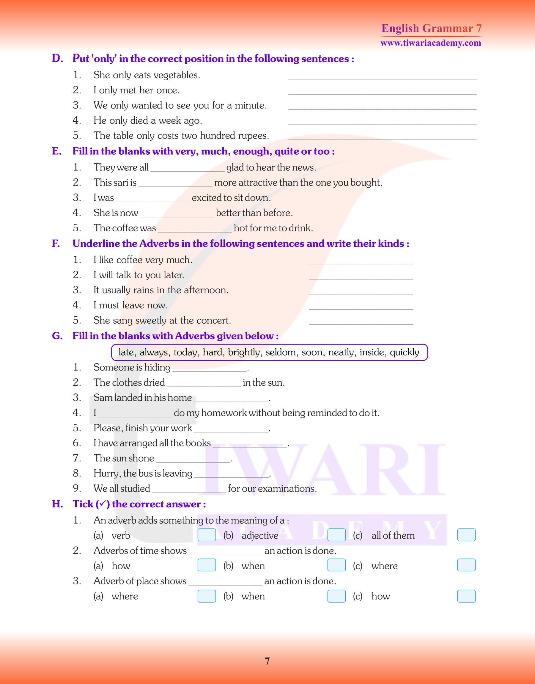 Class 7 English Grammar Chapter 13 Study notes