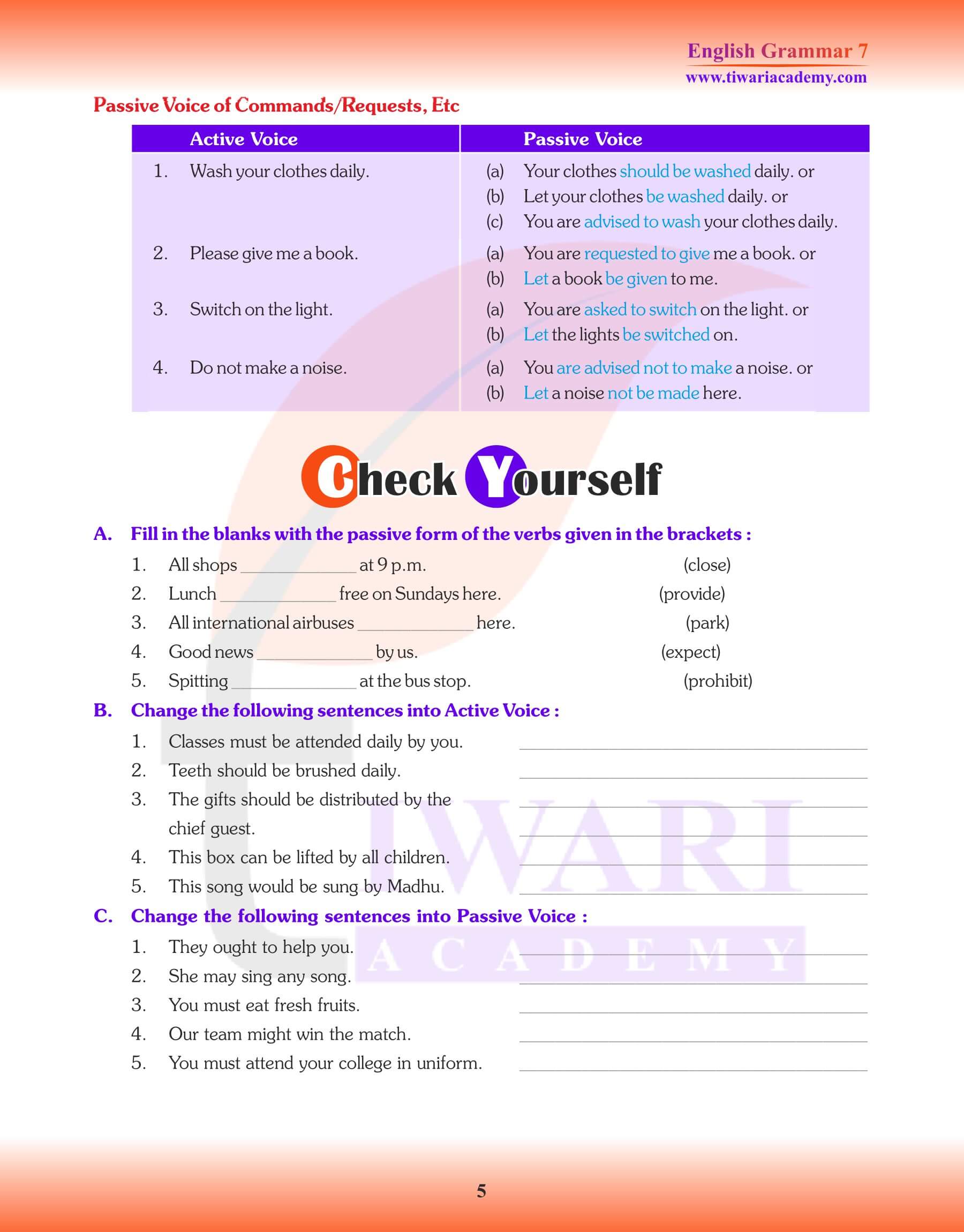 Class 7 English Grammar Chapter 16 Worksheets