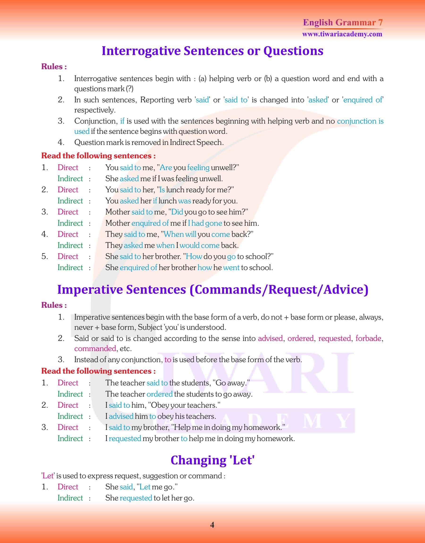 Class 7 English Grammar Chapter 17 Notes Exercises