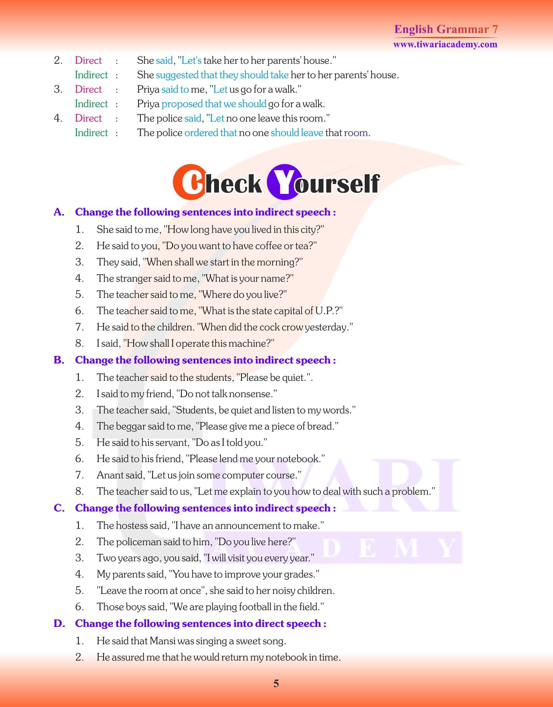 Class 7 English Grammar Chapter 17 Worksheets