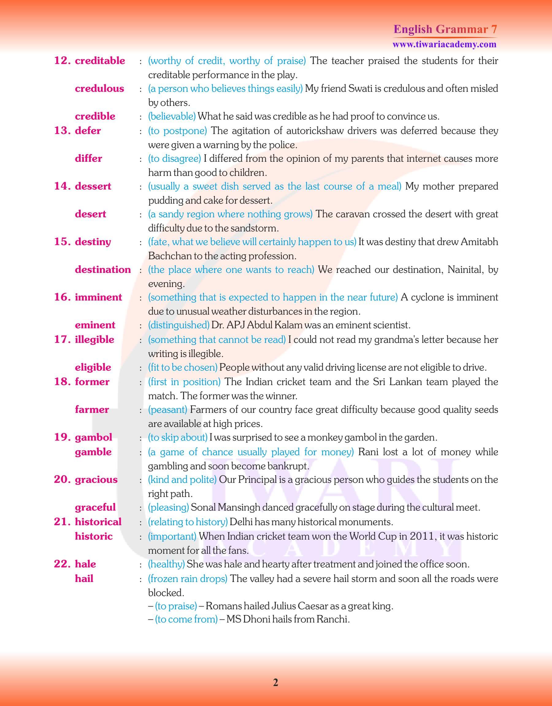 Class 7 English Grammar Chapter 18 Notes