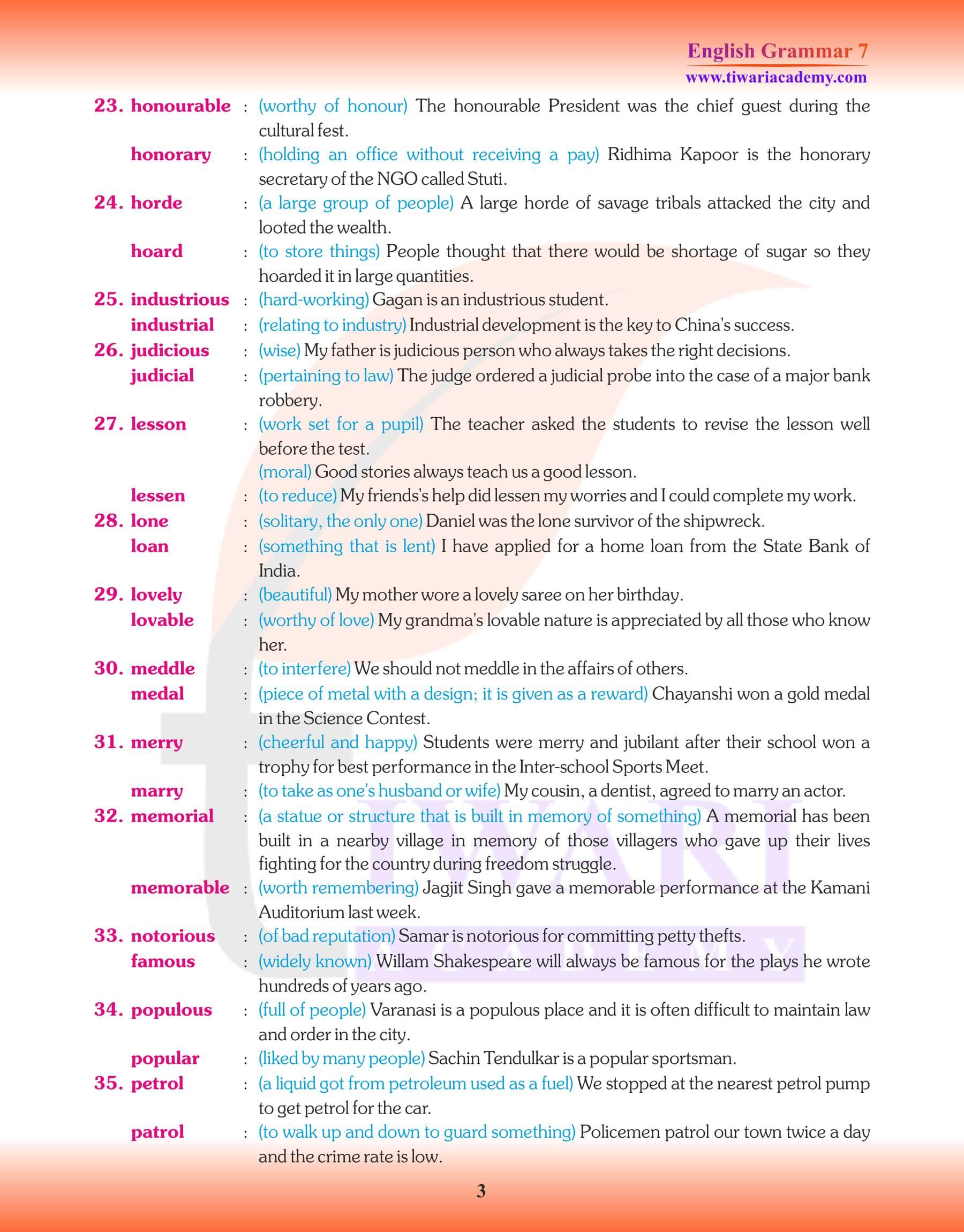 Class 7 English Grammar Chapter 18 Practice Book