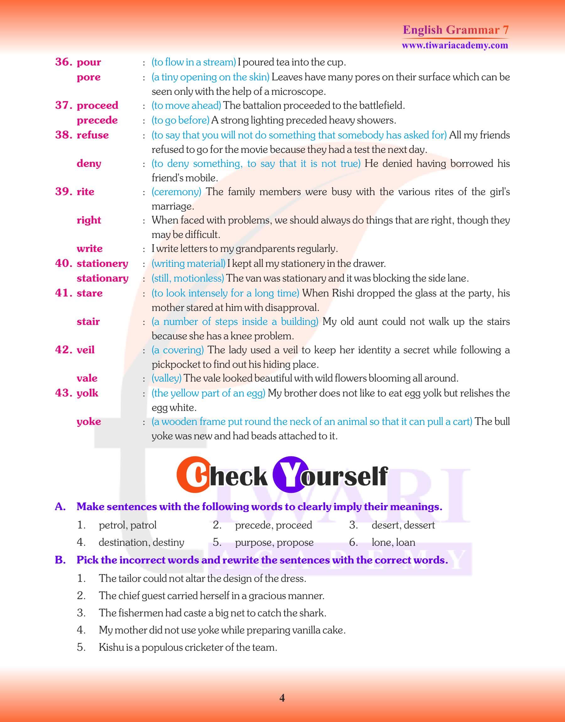 Class 7 English Grammar Chapter 18 Exercises