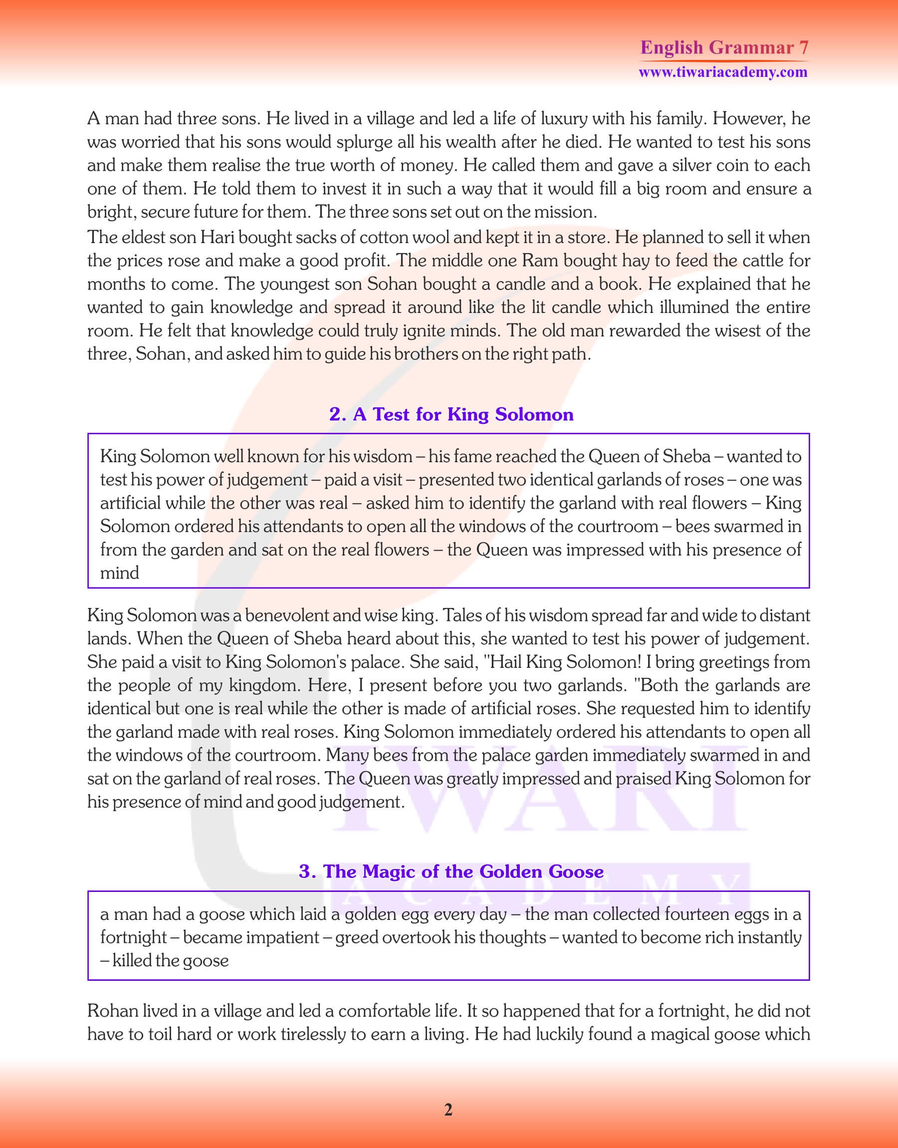 Class 7 English Grammar Story Writing