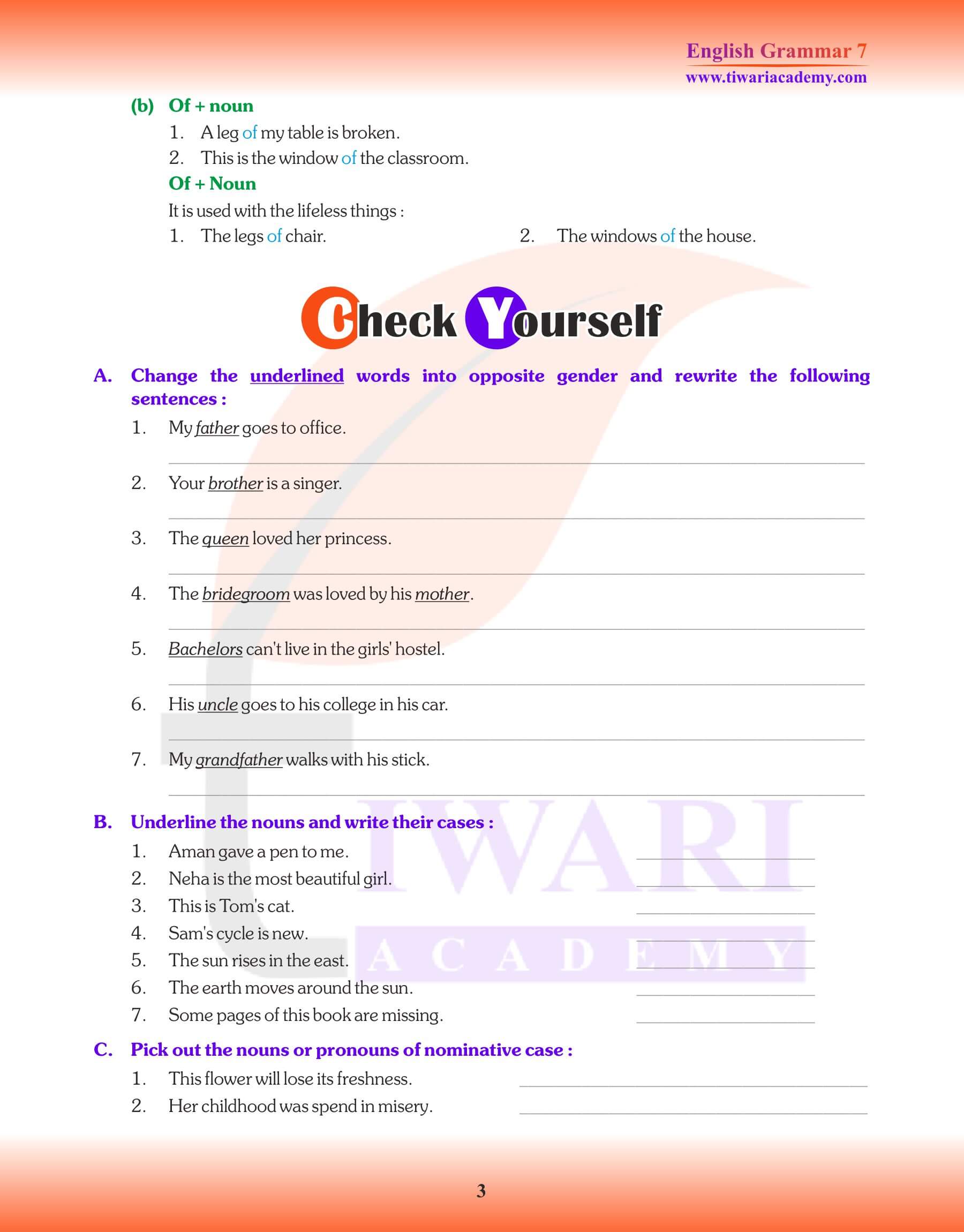 Class 7 English Grammar Chapter 4 Test