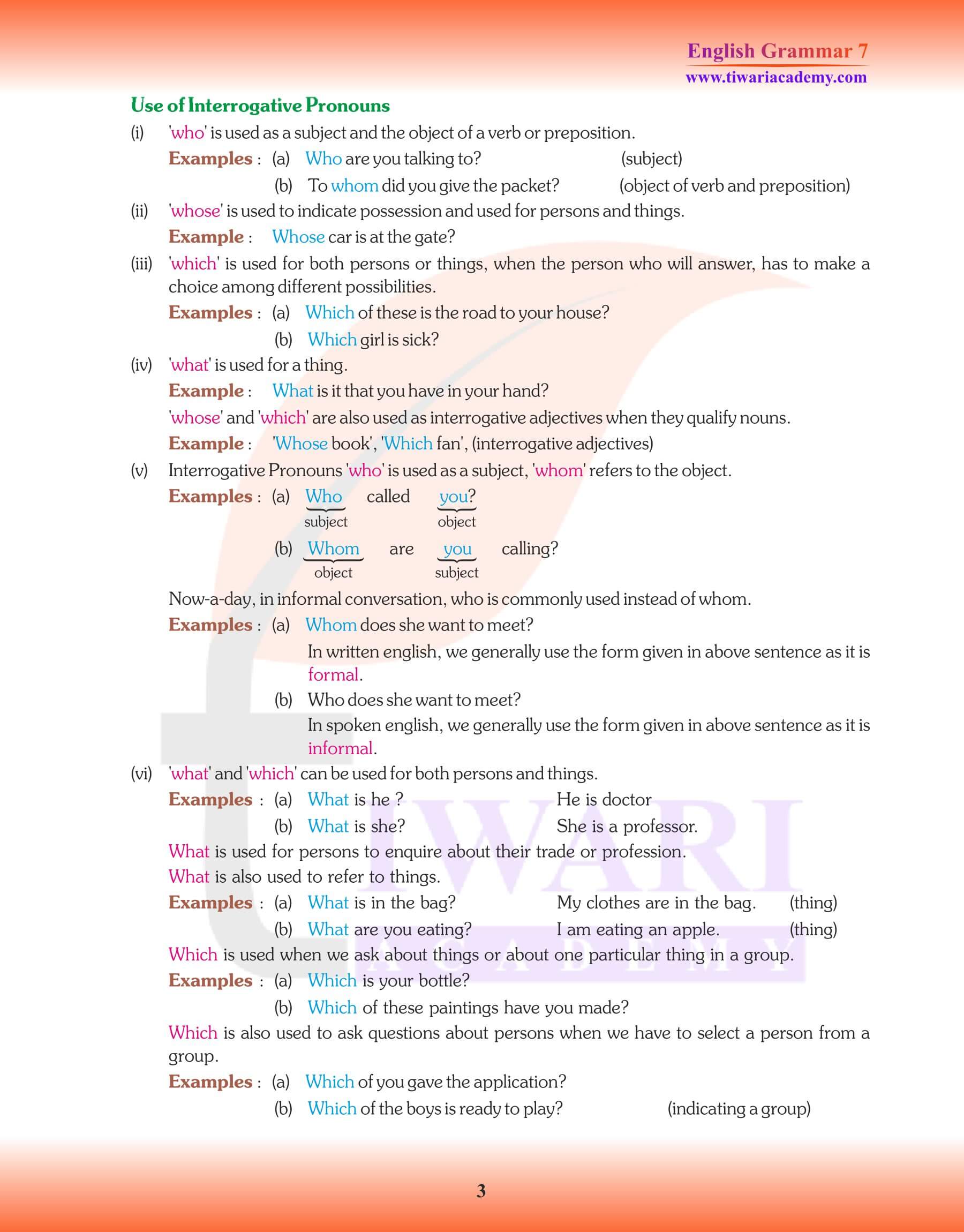 Class 7 English Grammar Chapter 5 Practice book