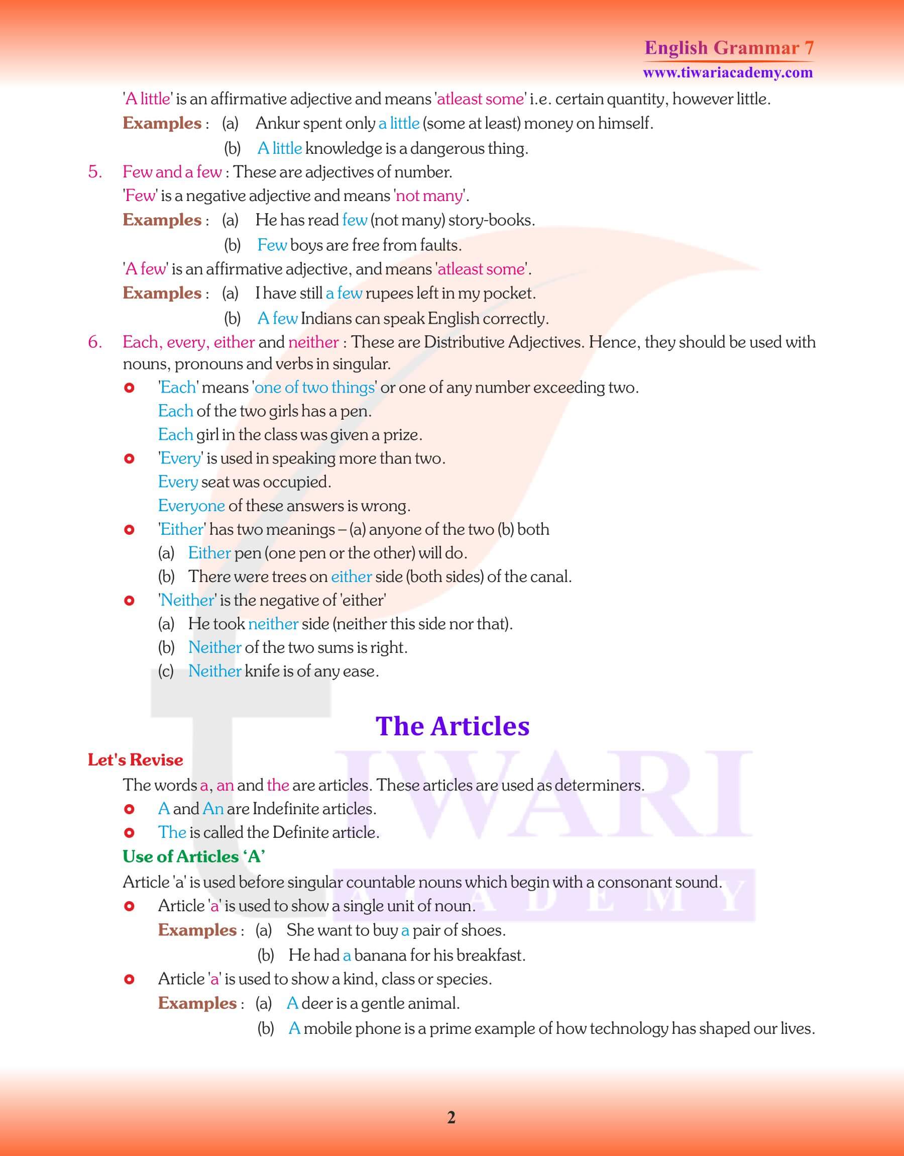 Class 7 English Grammar Chapter 6 Revision notes