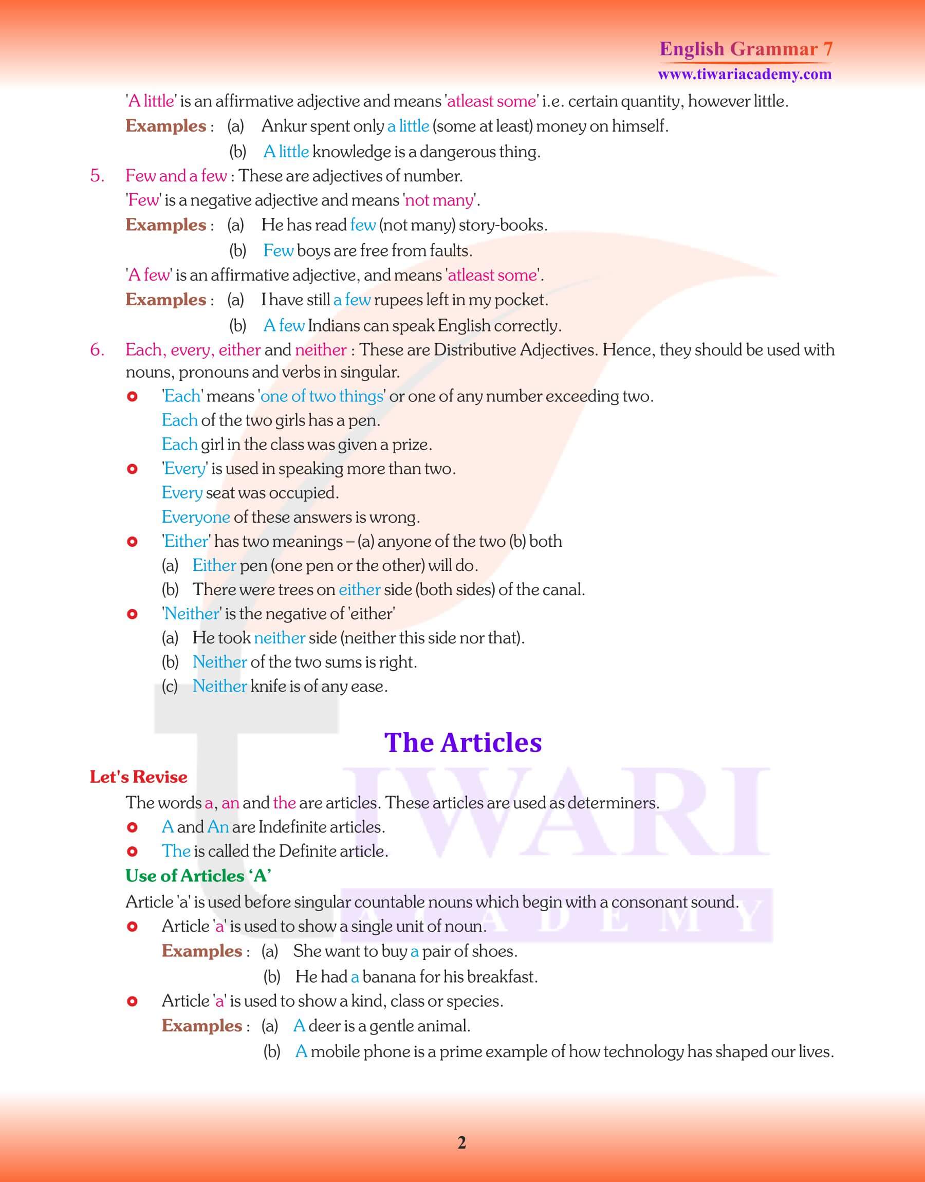 Class 7 English Grammar Chapter 6 Revision notes