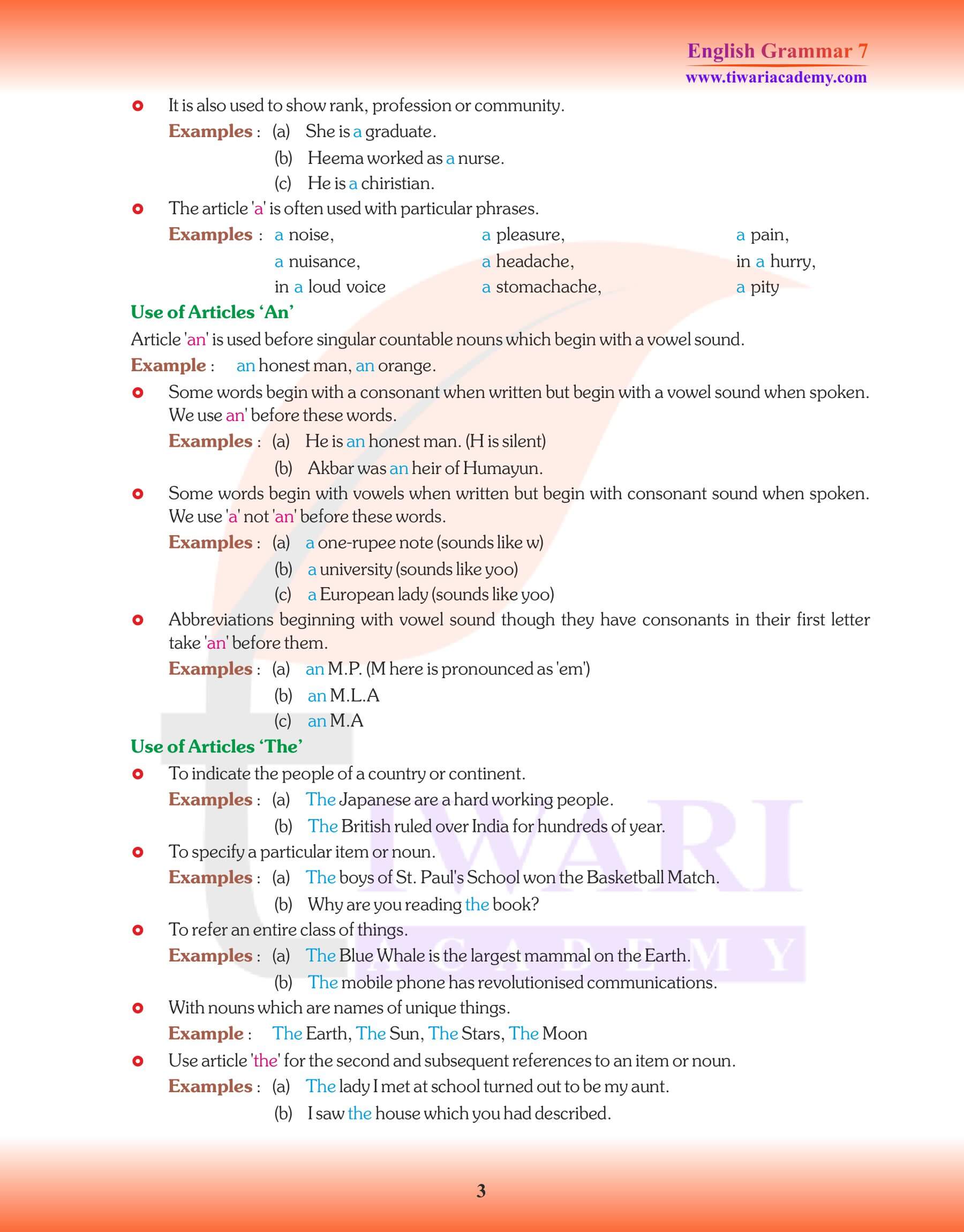 Class 7 English Grammar Chapter 6 Notes