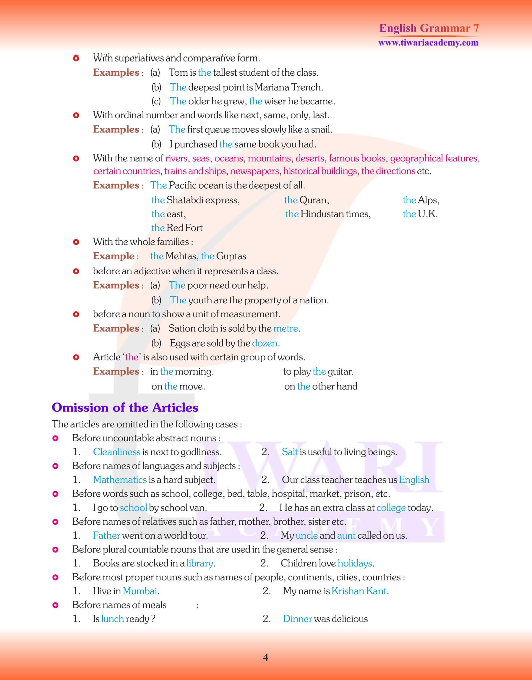 Class 7 English Grammar Chapter 6 Exercises