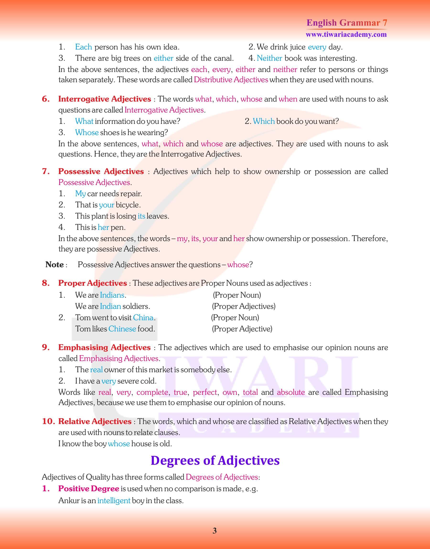 Class 7 English Grammar Chapter 7 Revision exercises