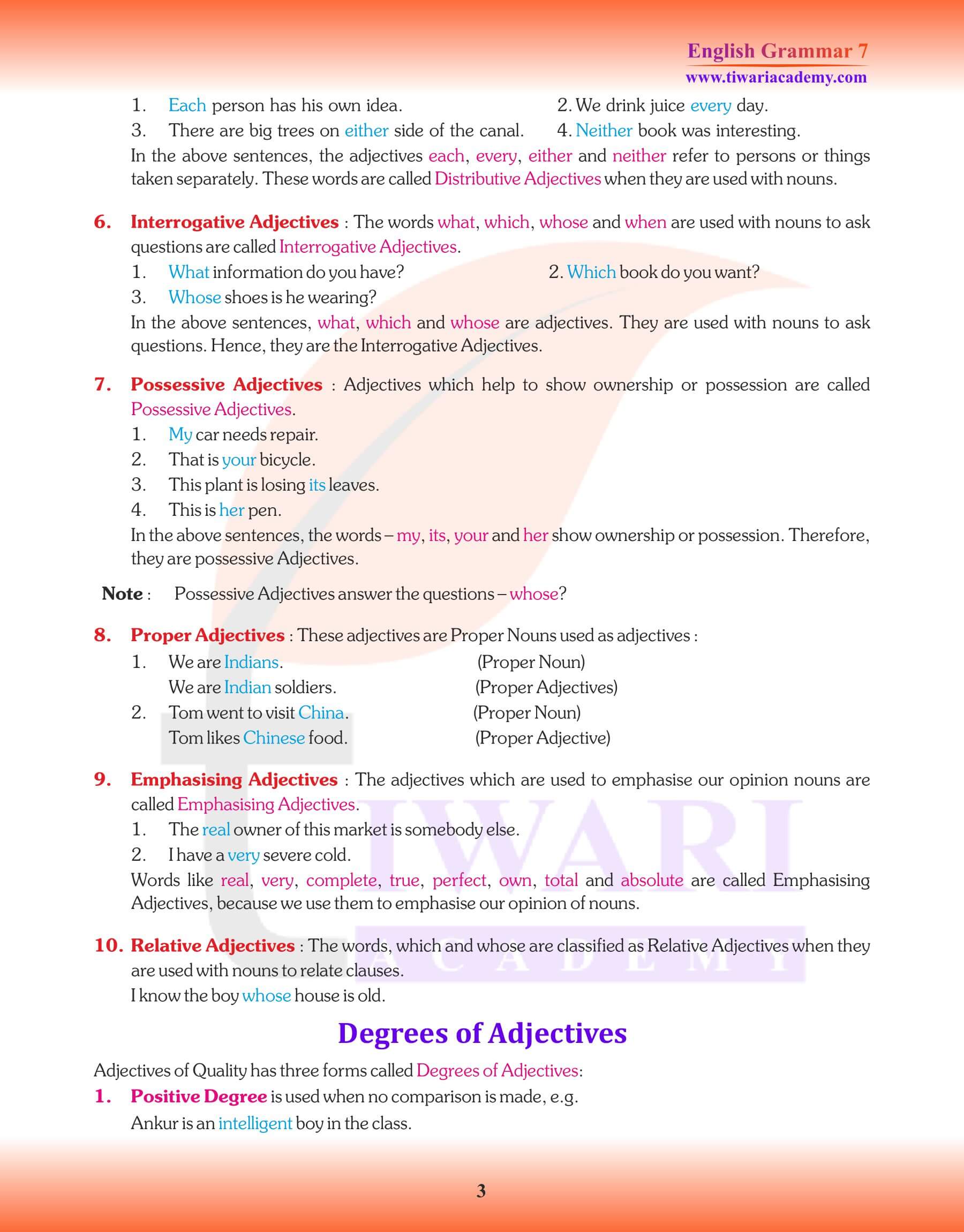 Class 7 English Grammar Chapter 7 Revision exercises