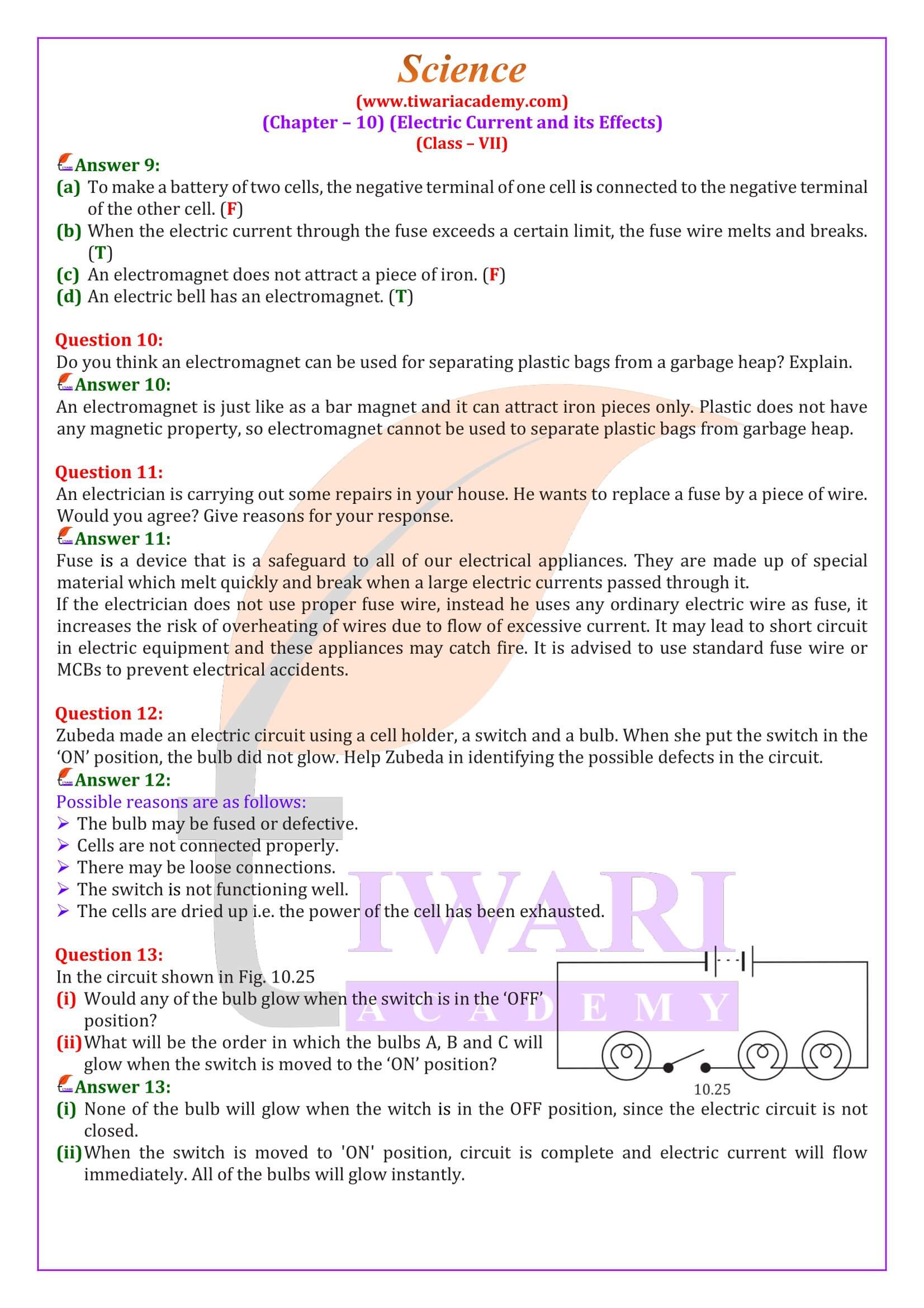 Class 7 Science Chapter 10 Solutions