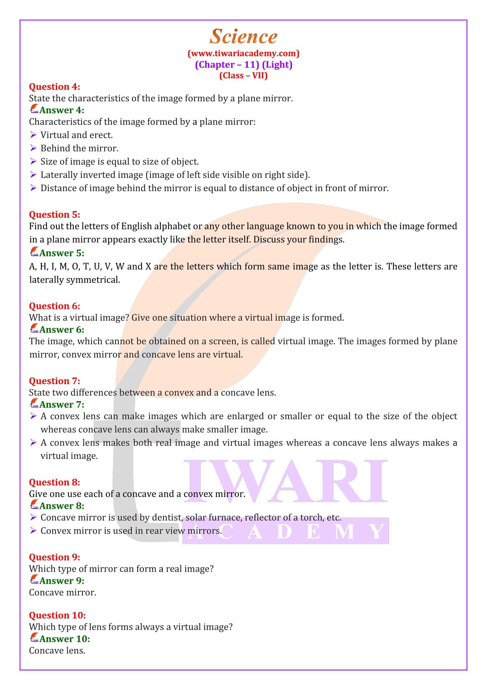 NCERT Solutions for Class 7 Science Chapter 11 in English Medium