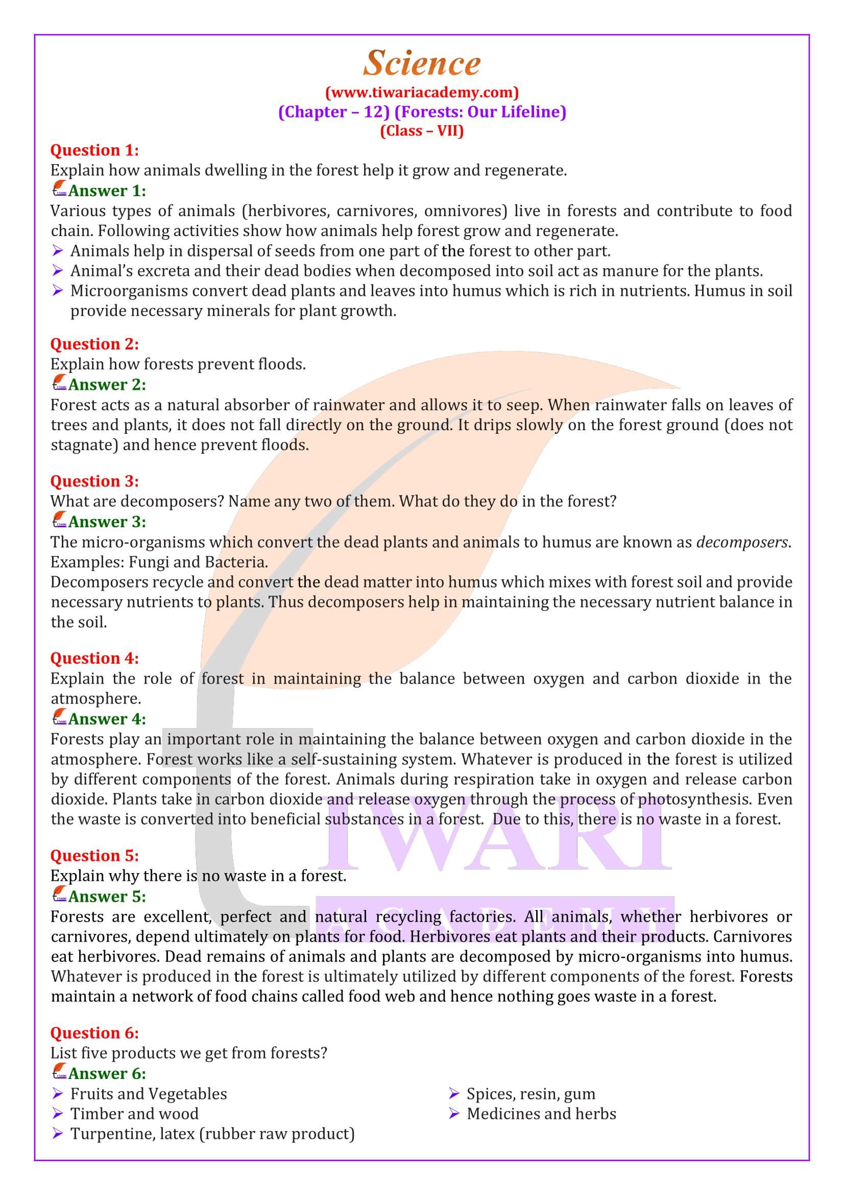 NCERT Solutions for Class 7 Science Chapter 12 in English Medium