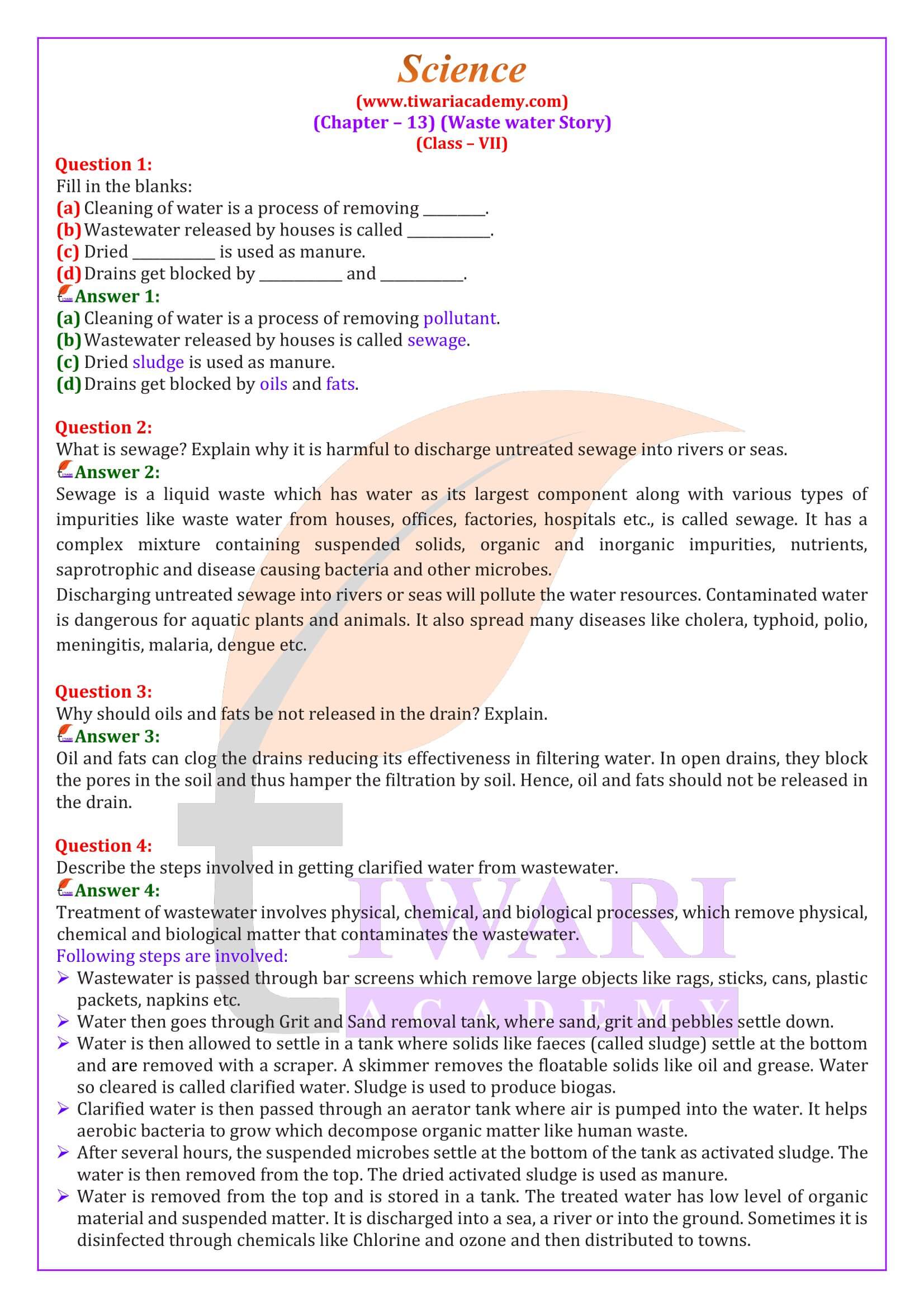 NCERT Solutions for Class 7 Science Chapter 13 in English Medium