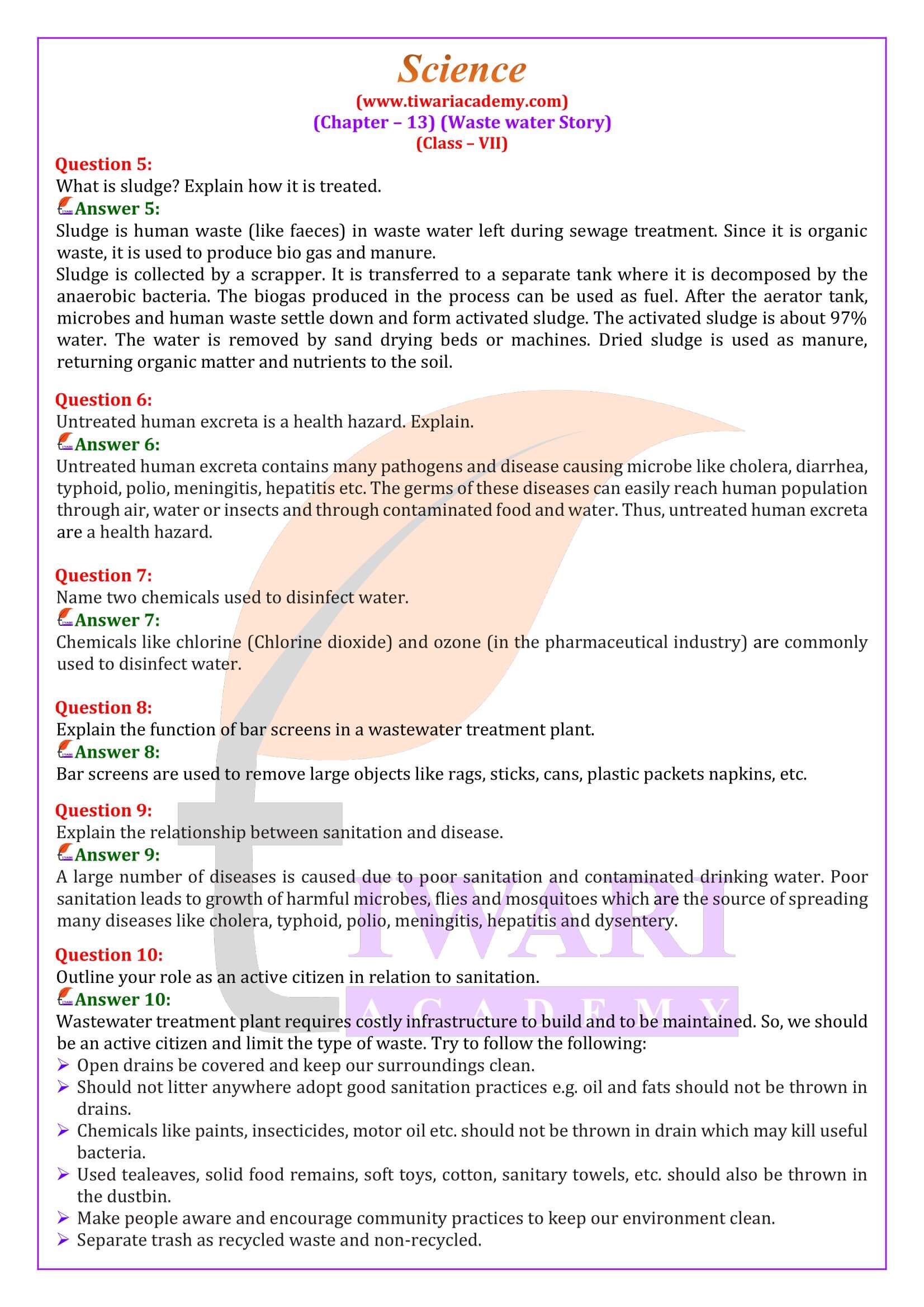 NCERT Solutions for Class 7 Science Chapter 13 Question Answers