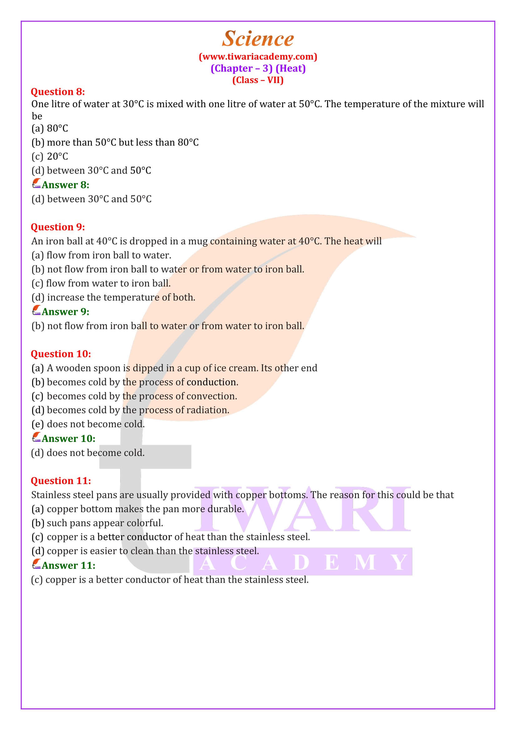 Class 7 Science Chapter 3 Question Answers