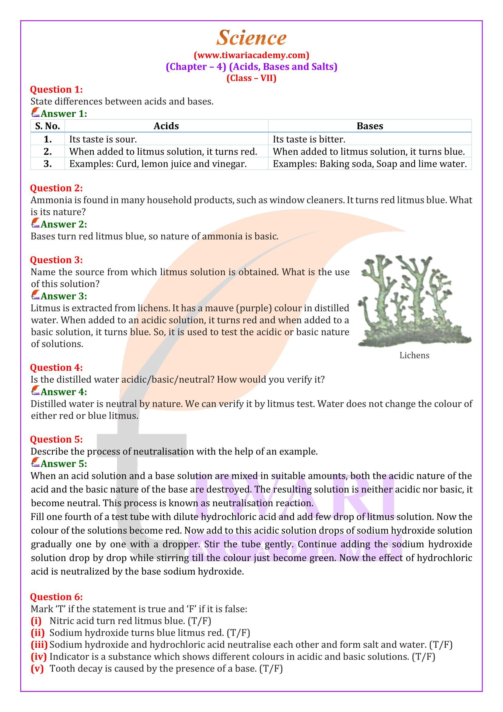 NCERT Solutions for Class 7 Science Chapter 4 in English Medium