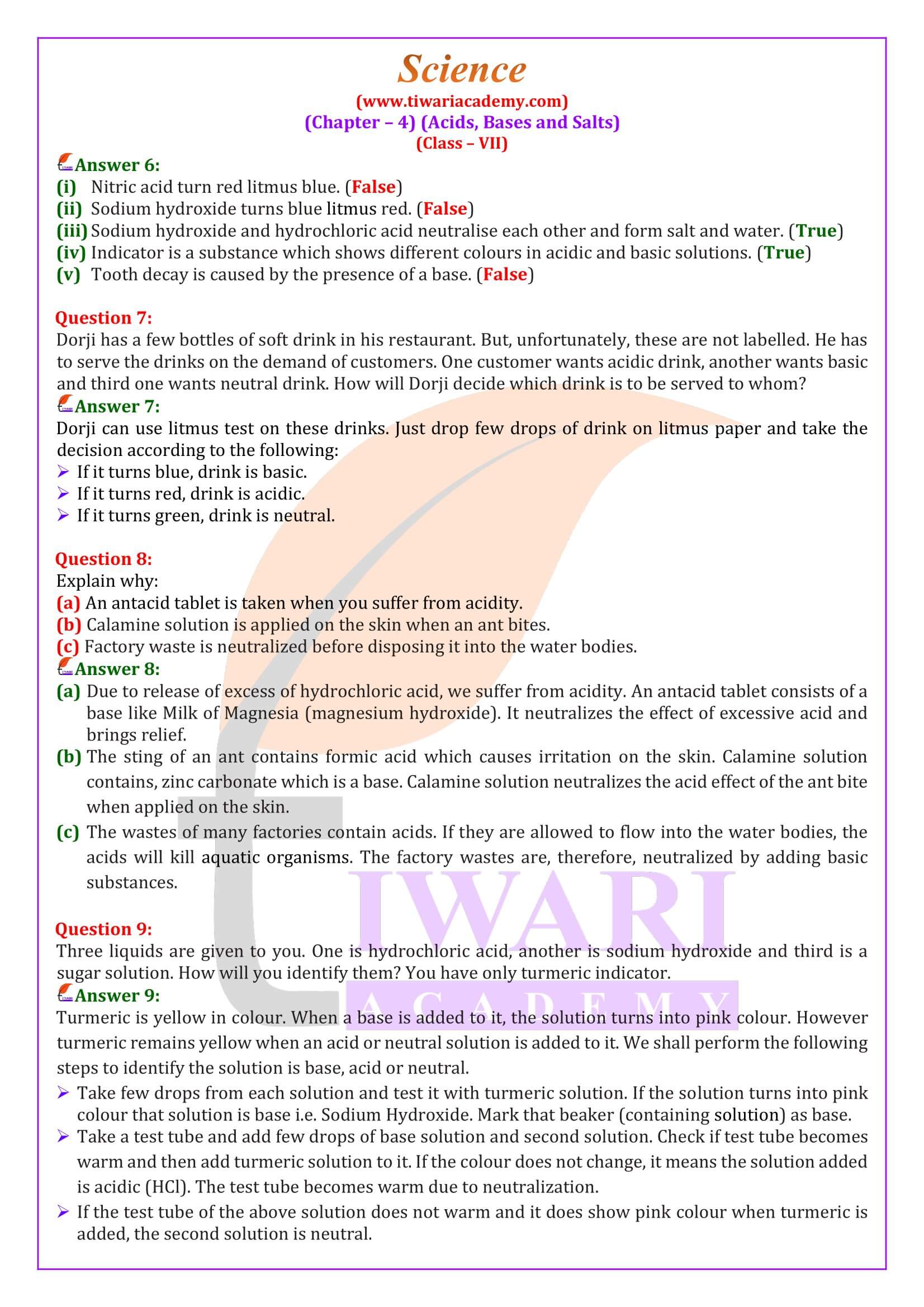 NCERT Solutions for Class 7 Science Chapter 4 Question Answers guide