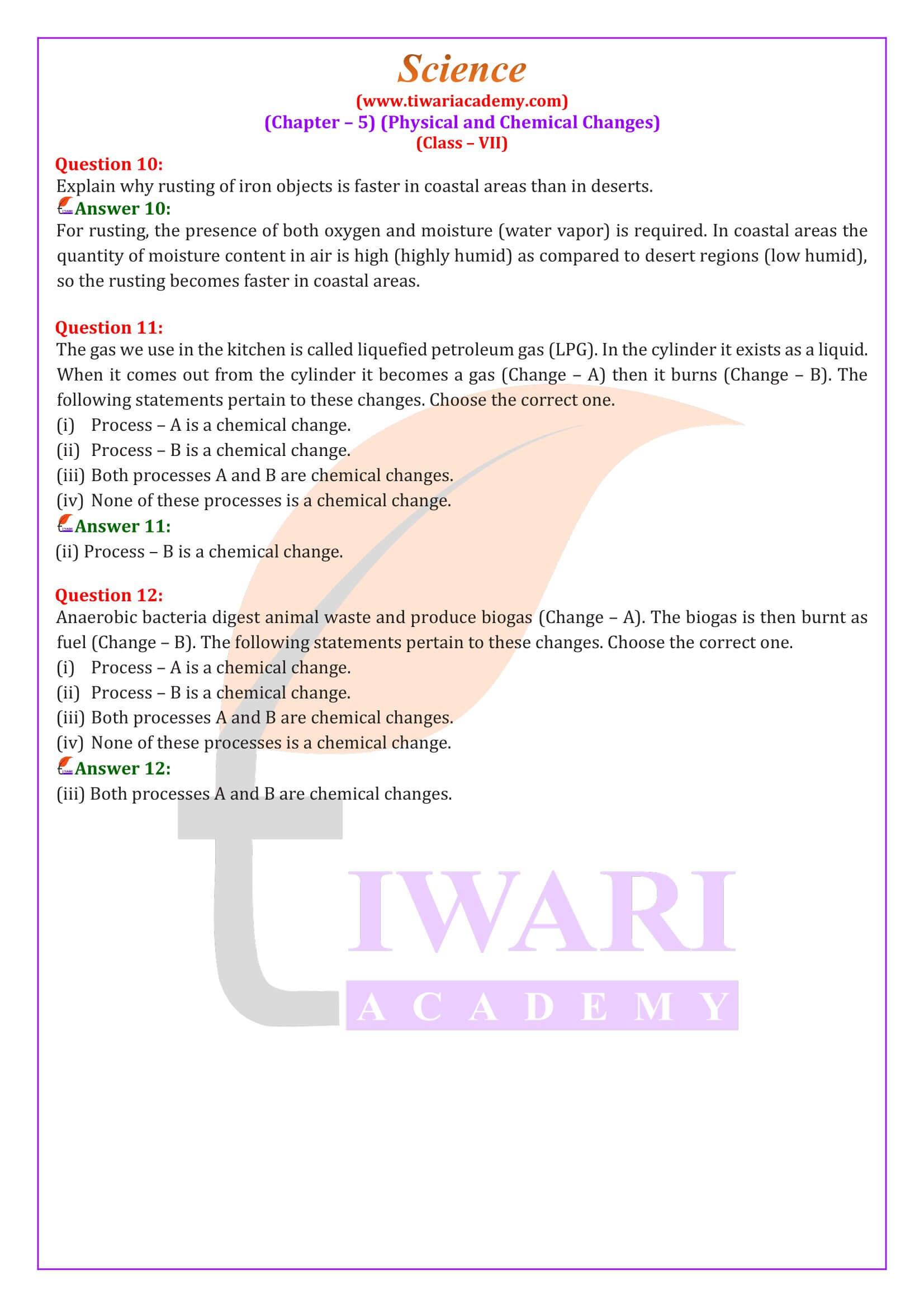 NCERT Solutions for Class 7 Science Chapter 5 Question Answers