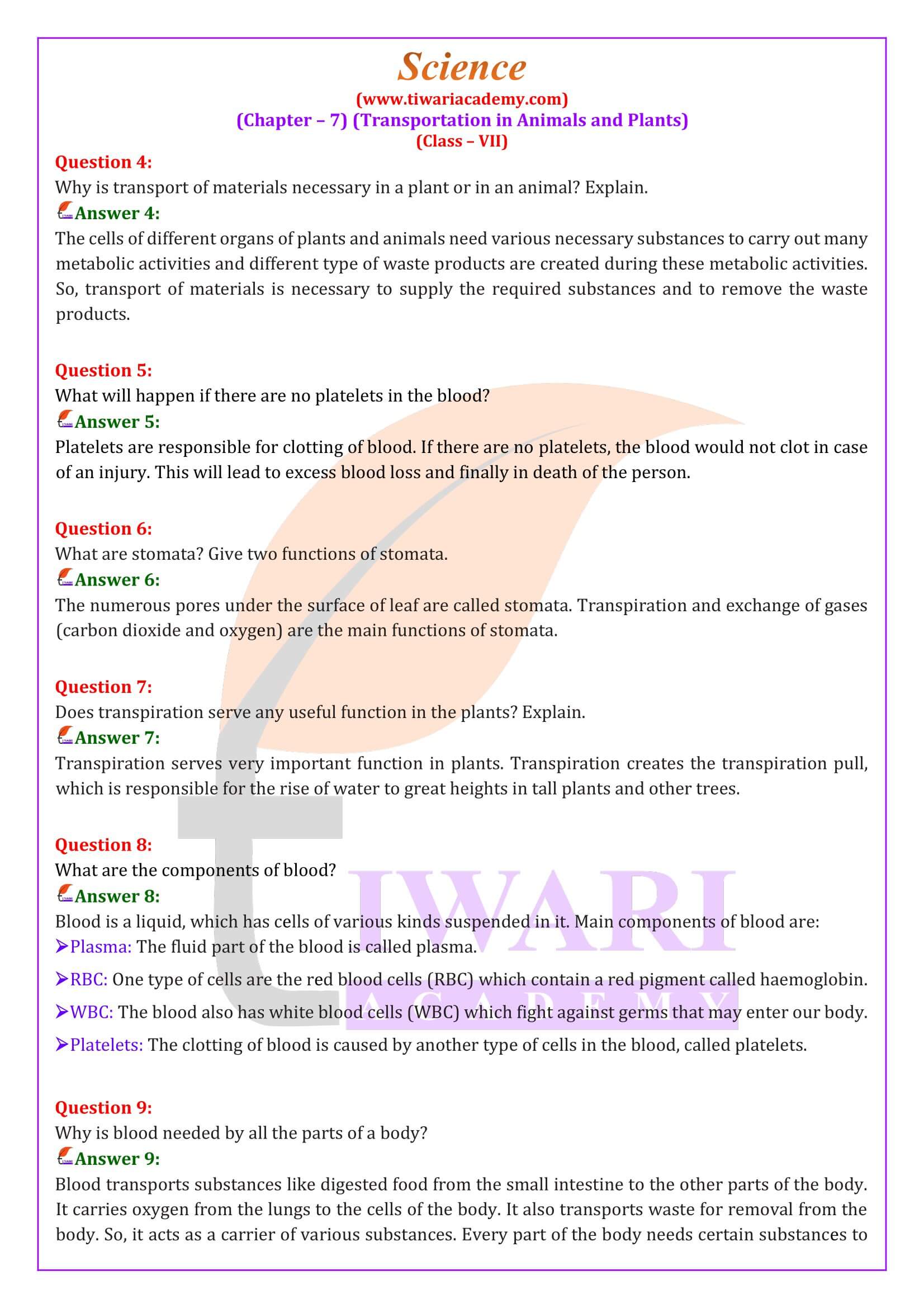 NCERT Solutions for Class 7 Science Chapter 7 in English Medium