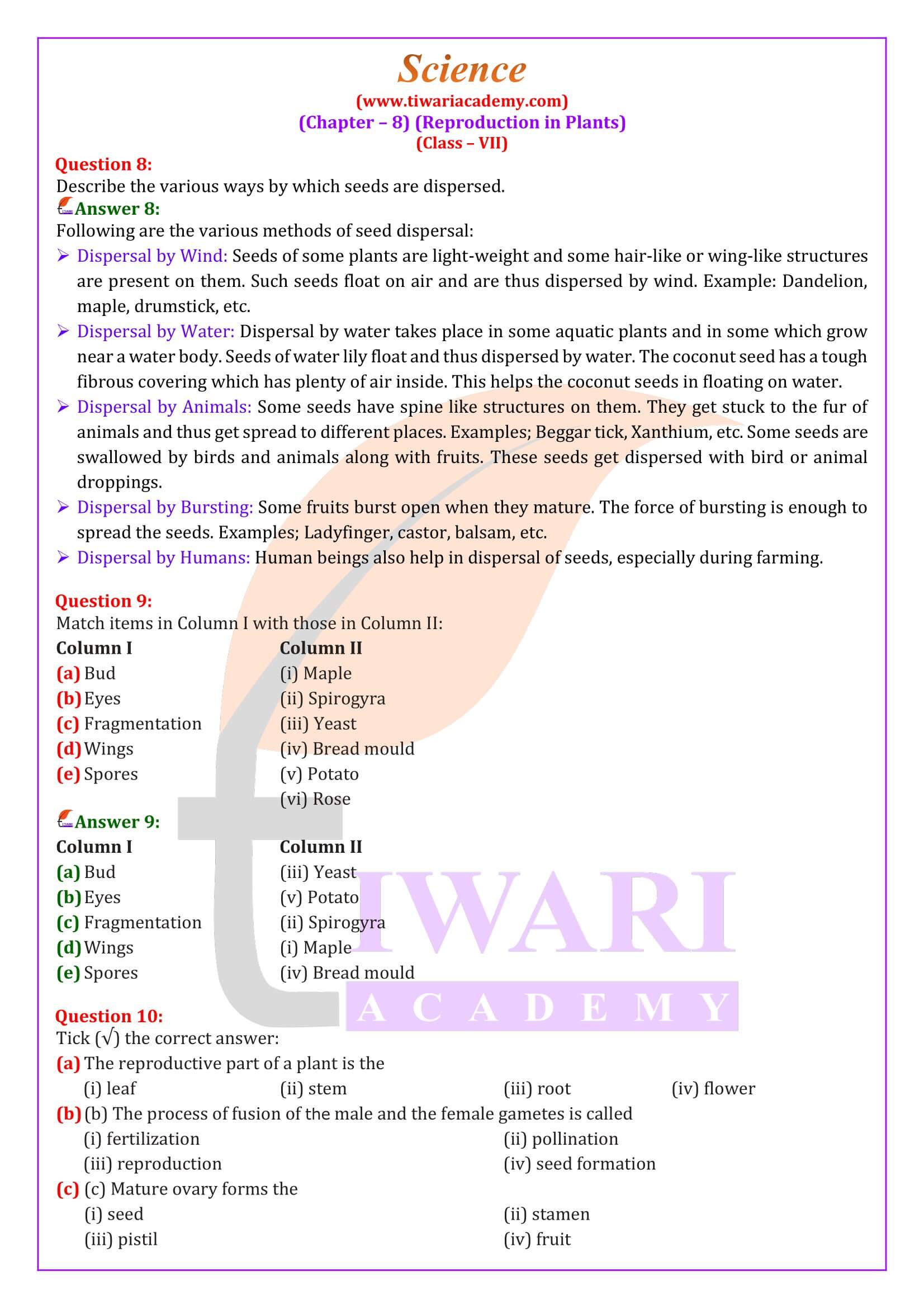 Class 7 Science Chapter 8 Solutions