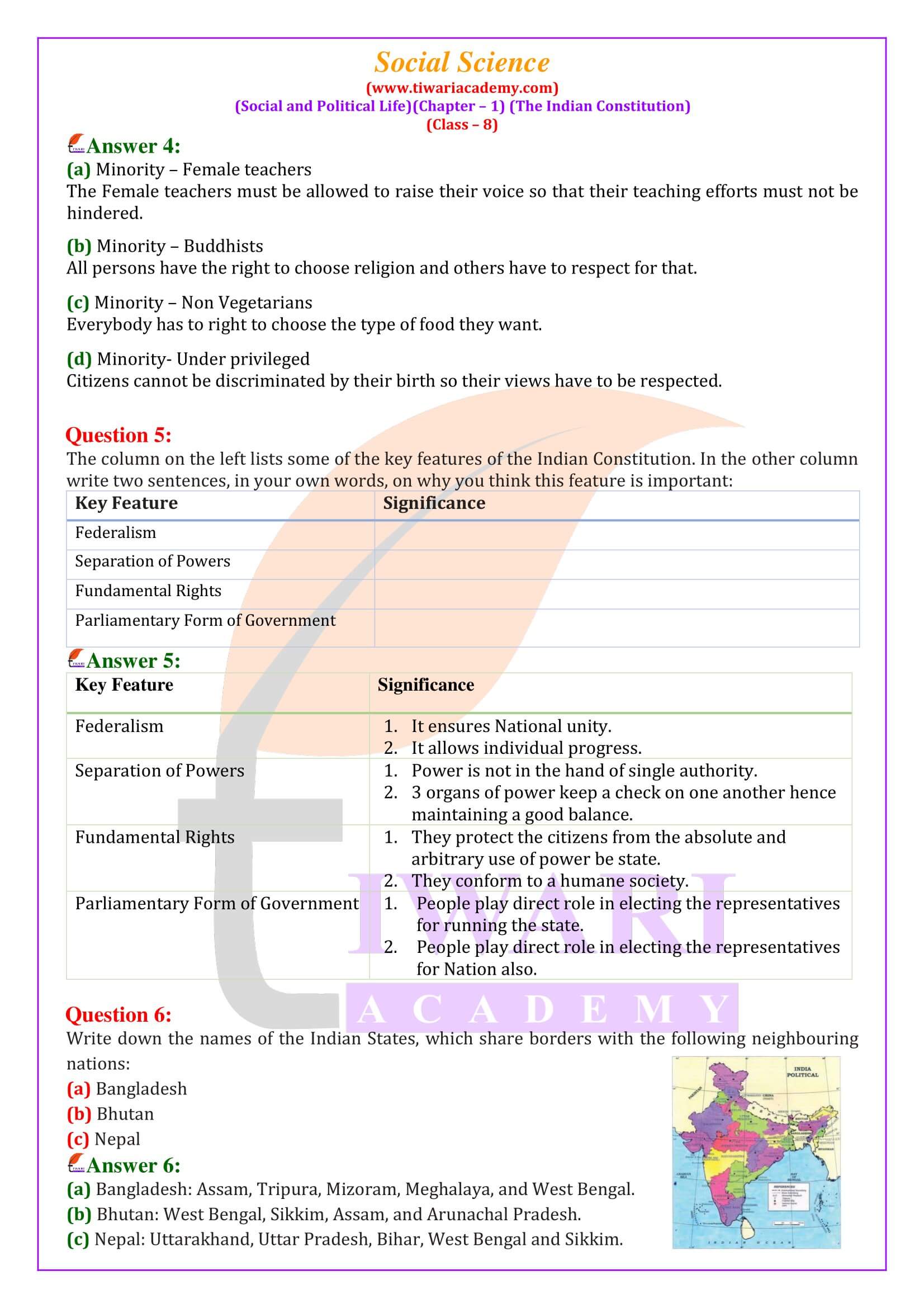 Class 8 Social Science Civics Chapter 1 The Indian Constitution