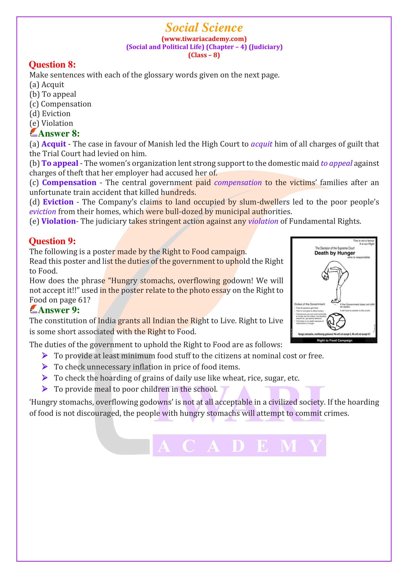 NCERT Solutions for Class 8 Social Science Civics Chapter 4 in English Medium