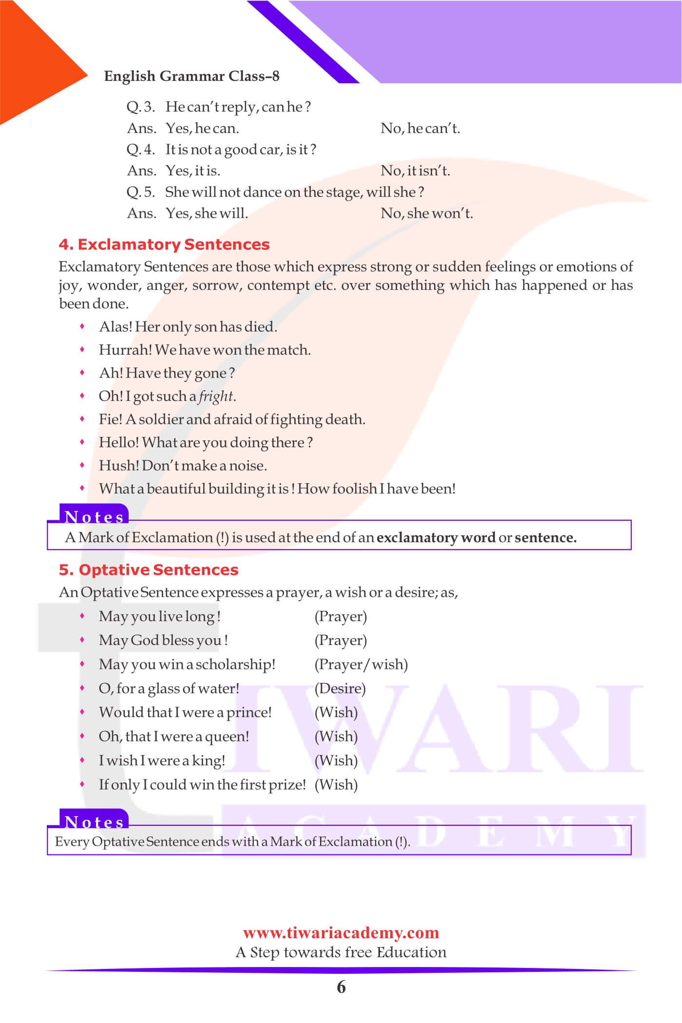 Class 8 English Grammar Sentence Making