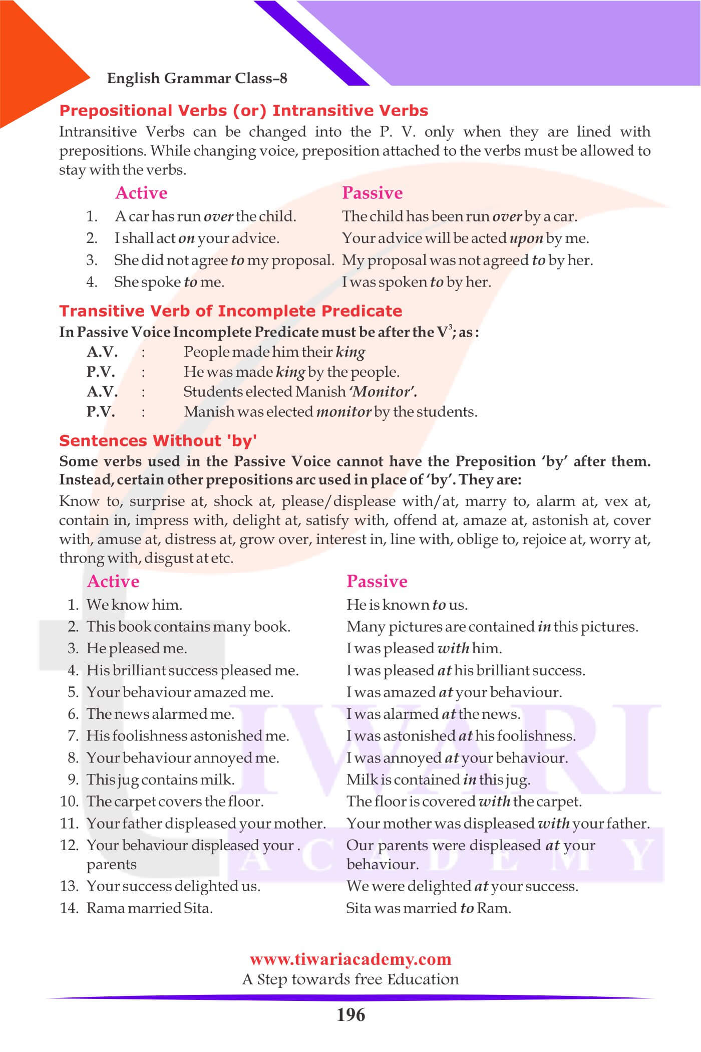 Class 8 English Grammar Active Passive Voice Assignments