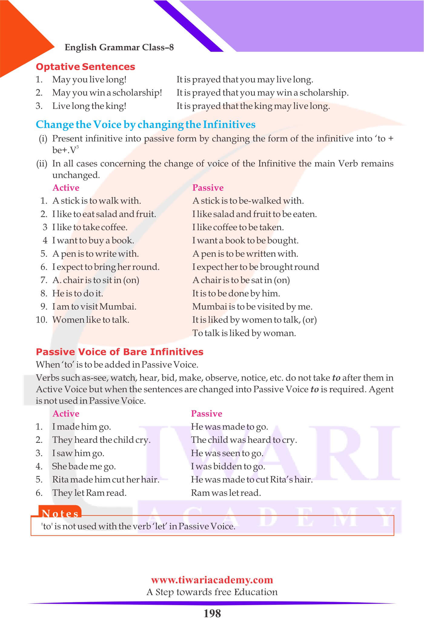 Class 8 English Grammar Active Passive Voice test