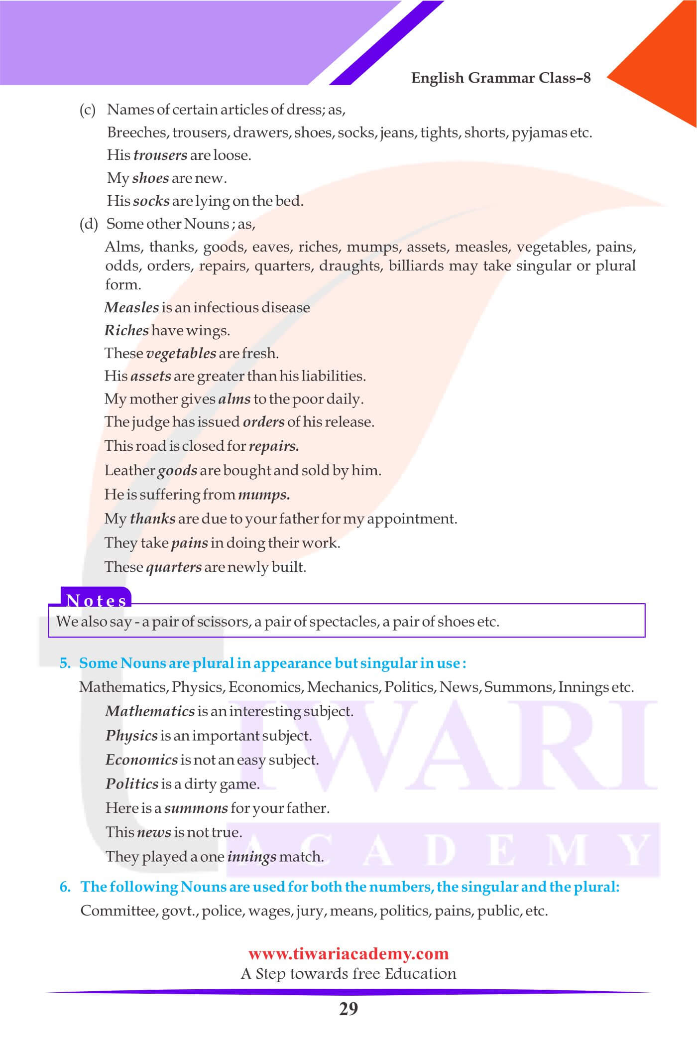 Class 8 English Grammar The Noun extra Questions