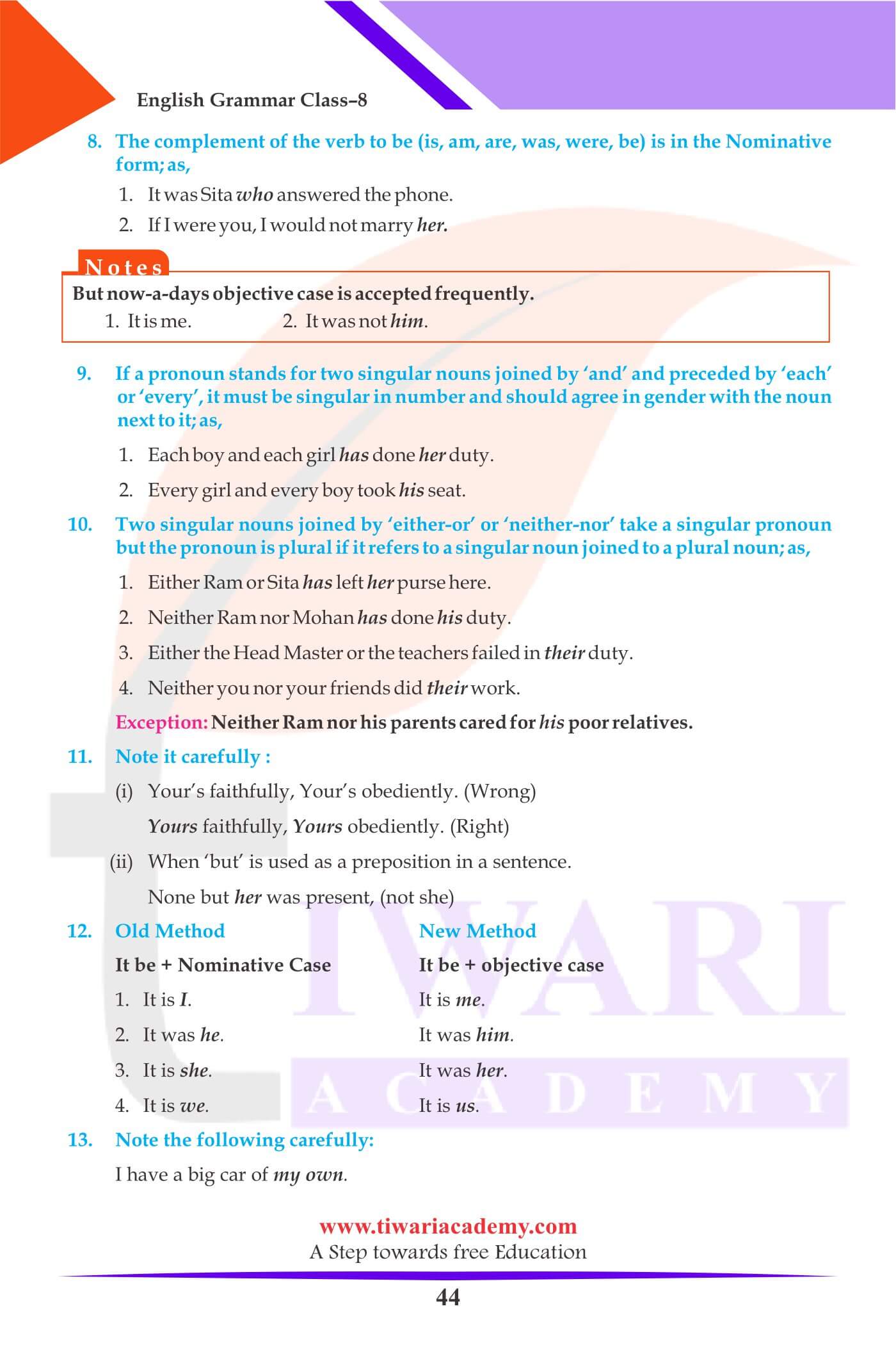 Class 8 English Grammar Pronoun