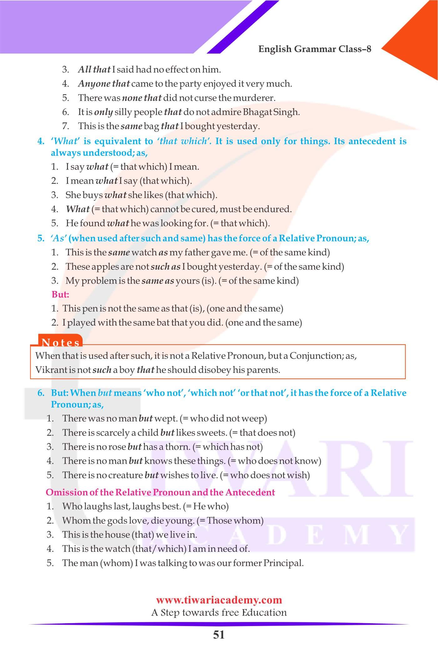 Class 8 Grammar Pronoun and its use