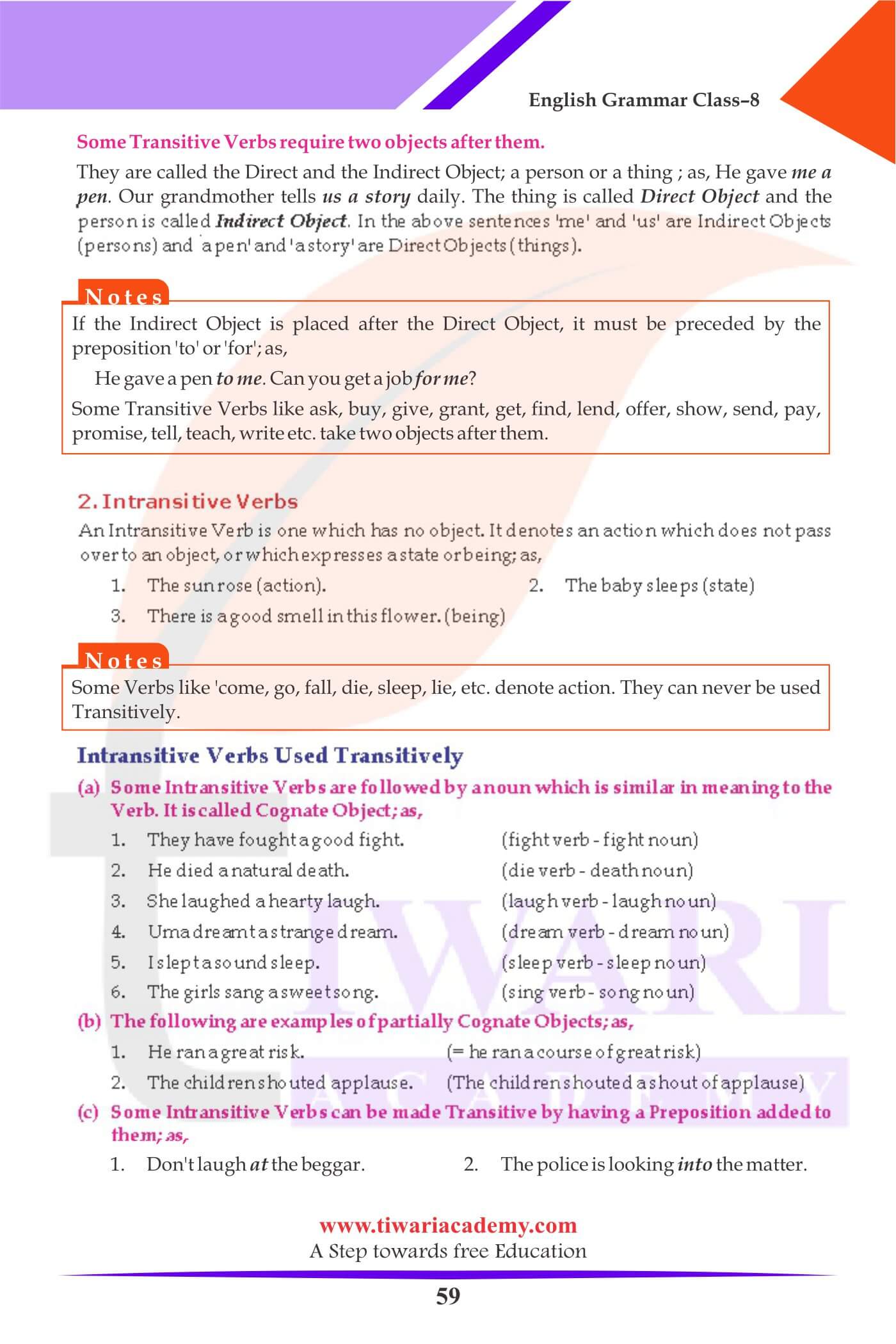 Class 8 English Grammar The Verb