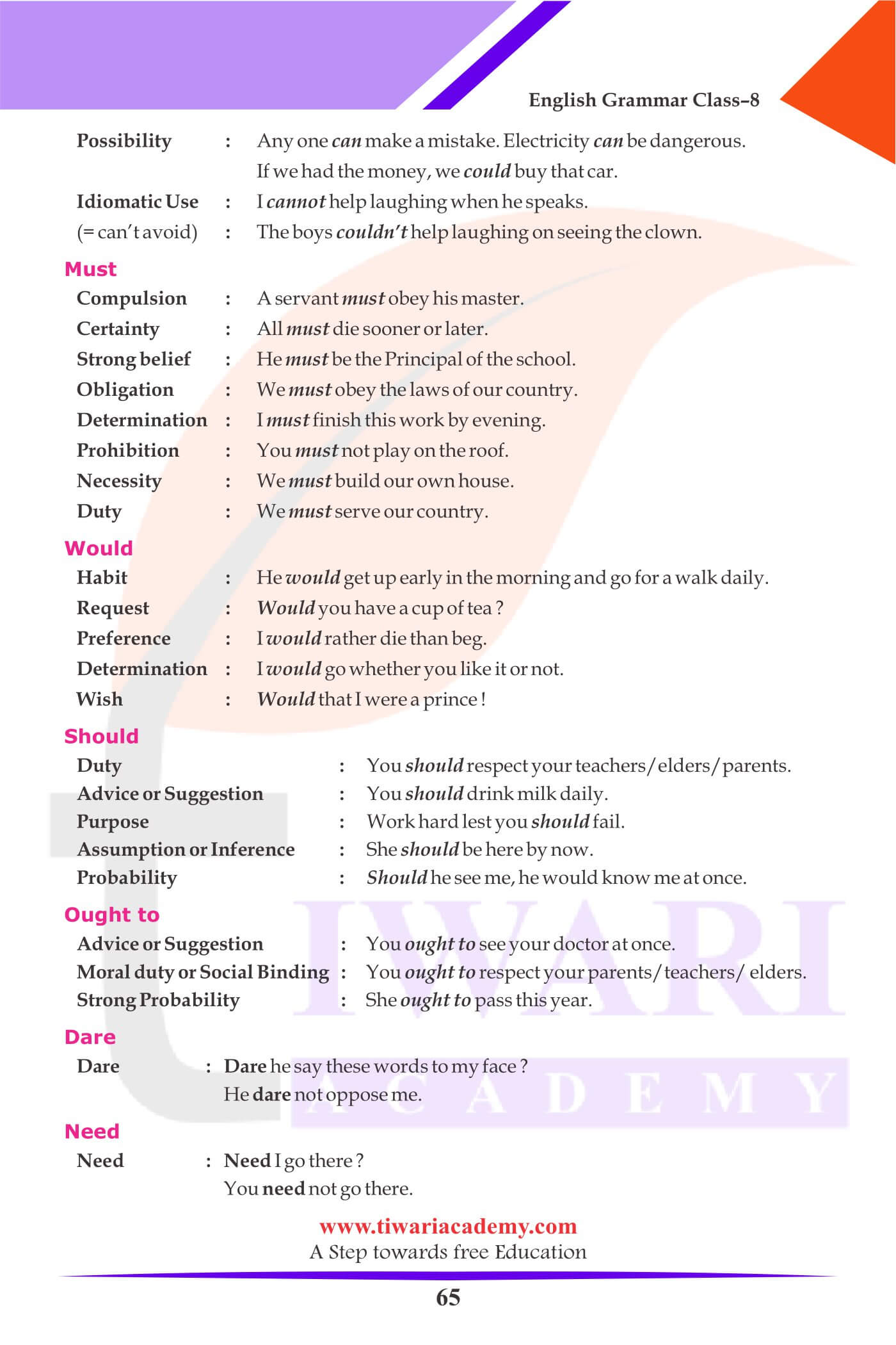 Class 8 Grammar The Verb