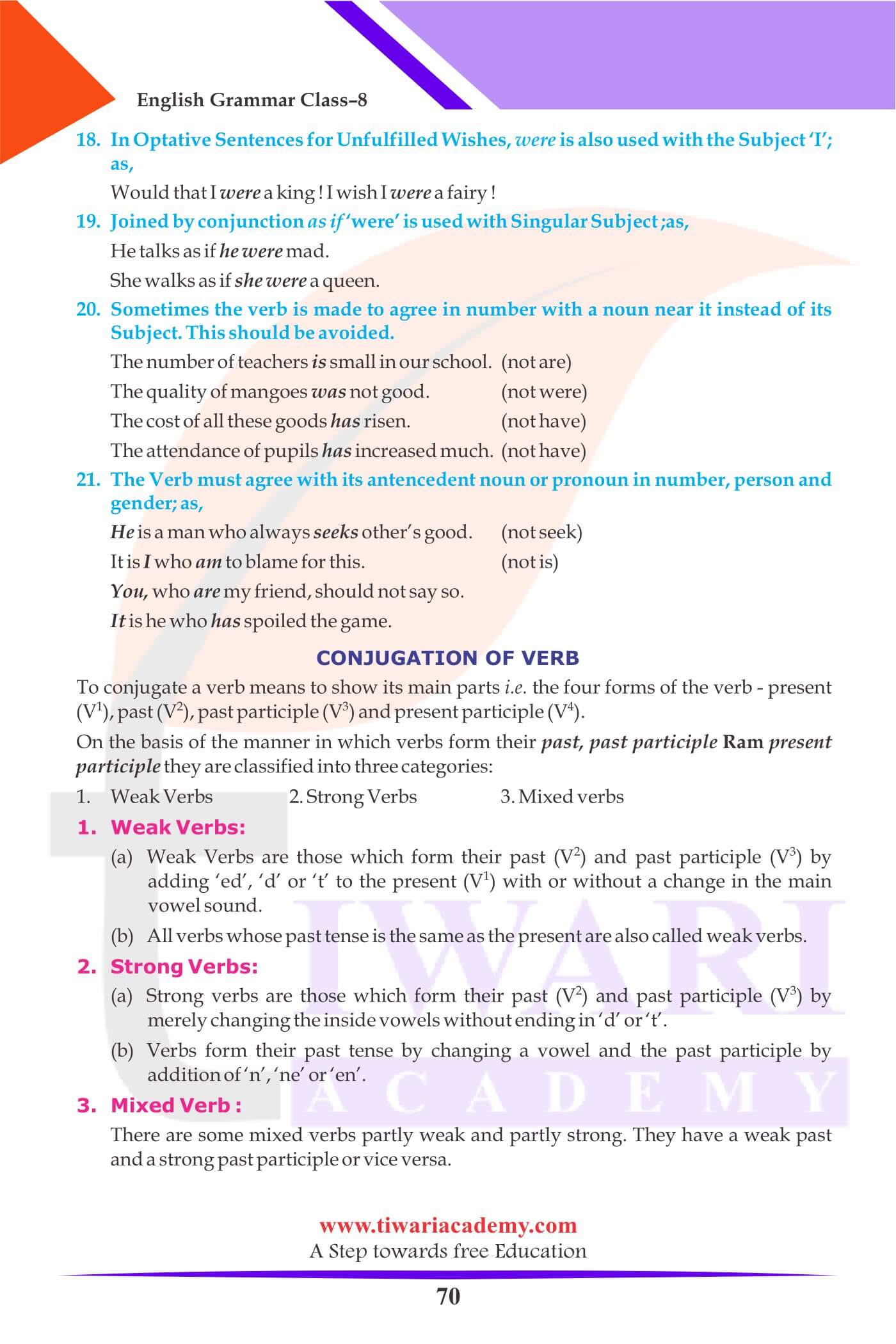 Class 8 Grammar kinds of Verb