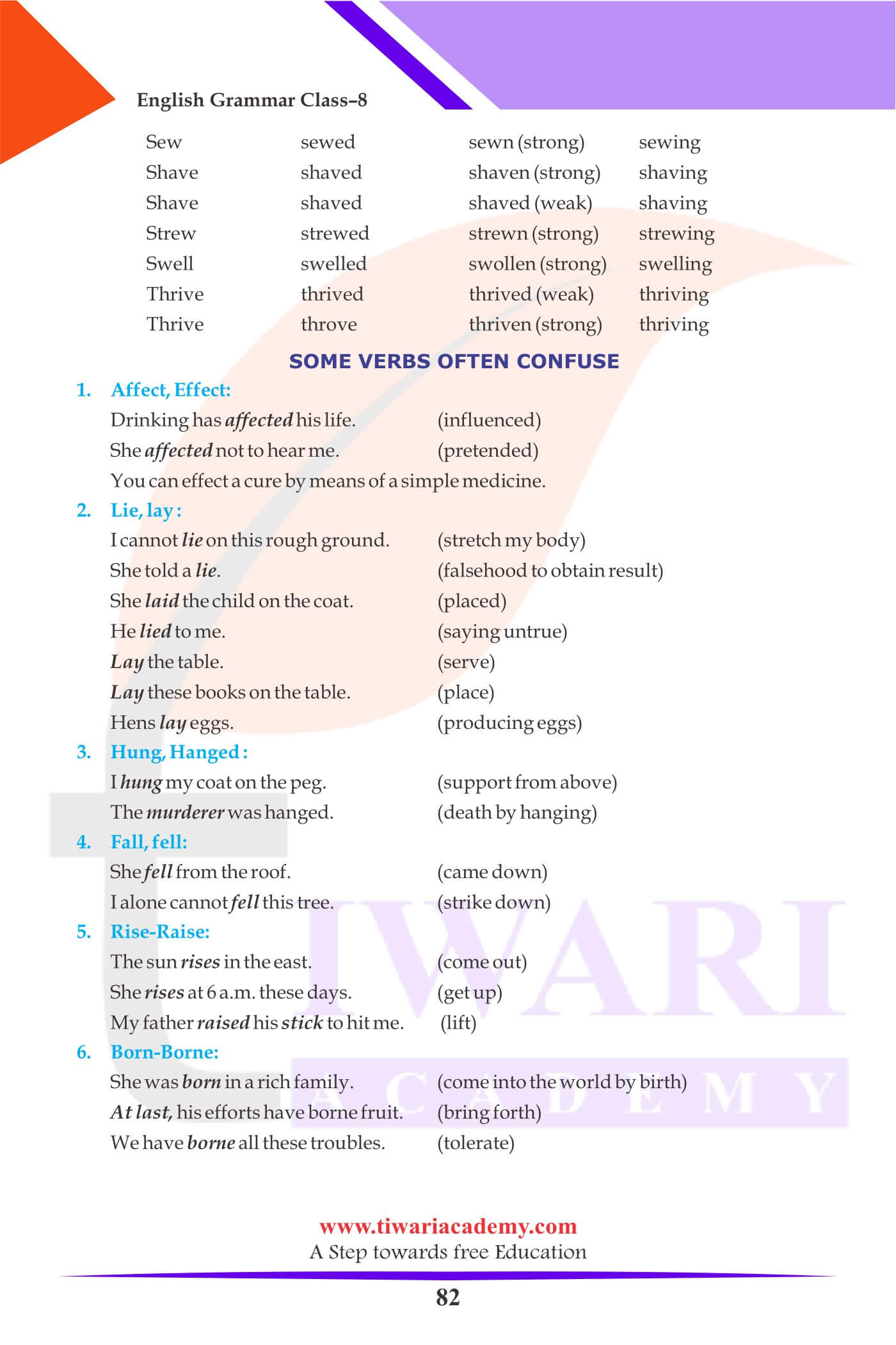 Class 8 Grammar Verb formation