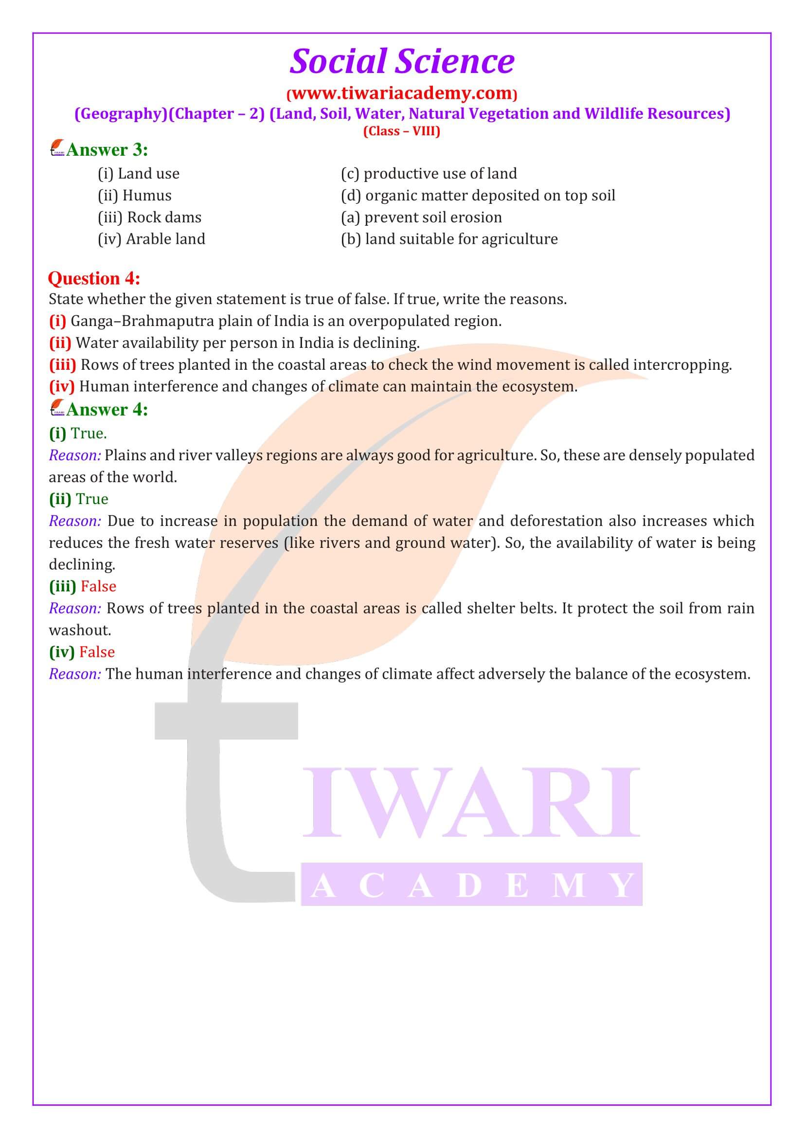 NCERT Solutions for Class 8 Social Science Geography Chapter 2 in English Medium