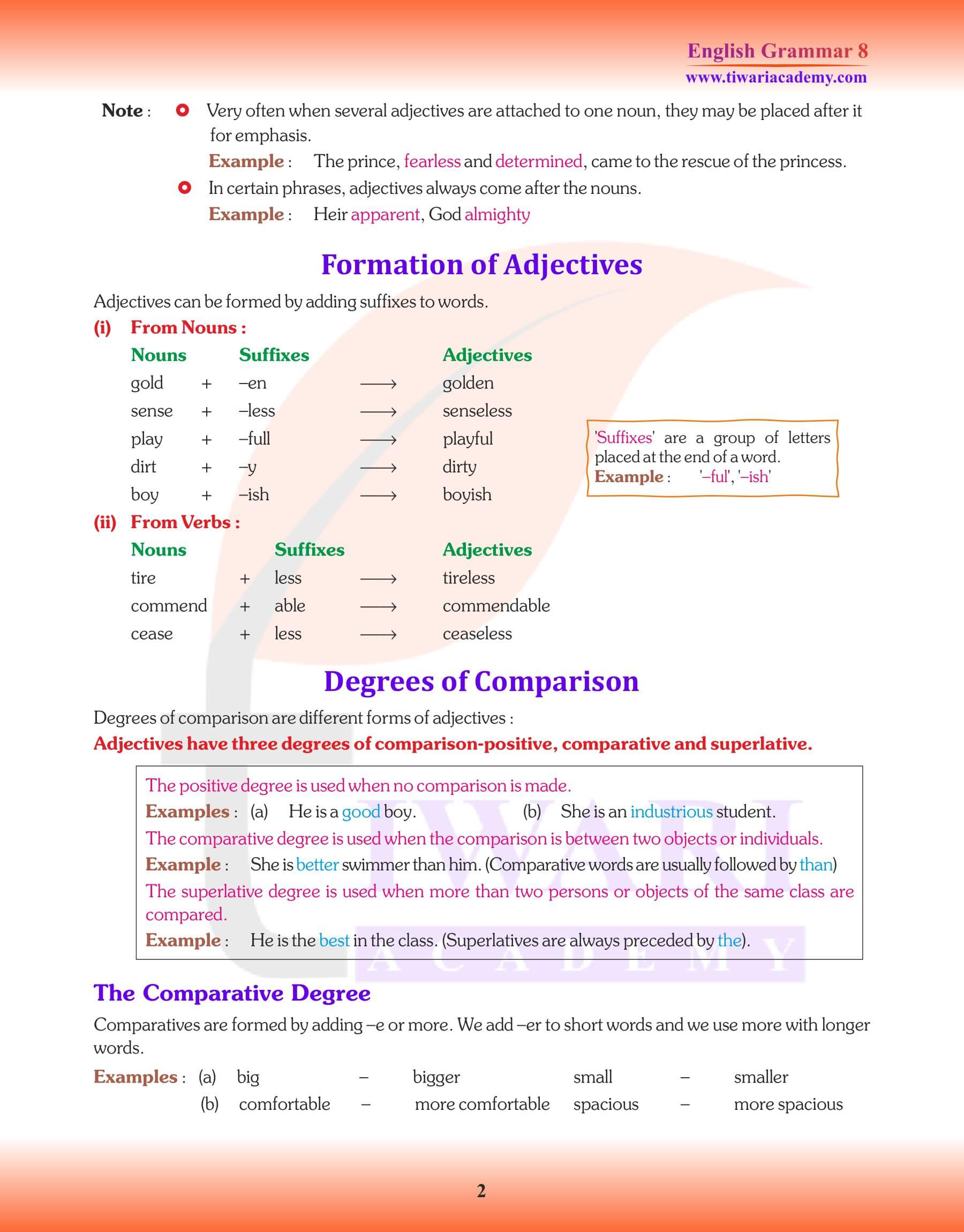 Class 8 English Grammar different typs of Adjective