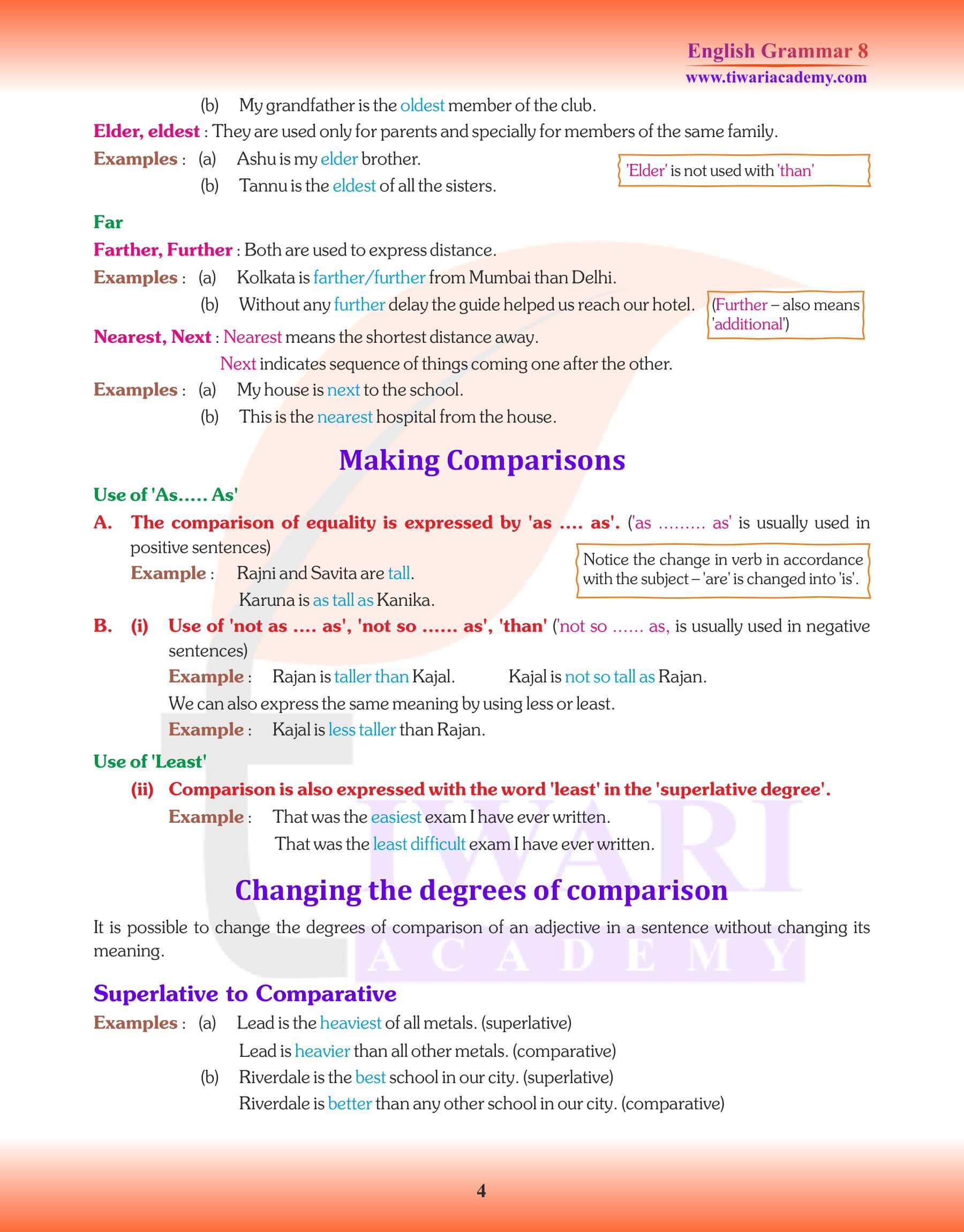 Class 8 English Grammar Adjective assignments