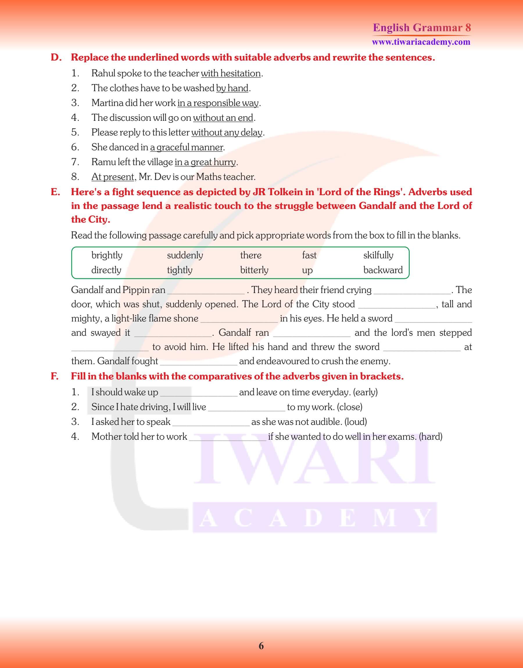 Class 8 English Grammar Adverb forms