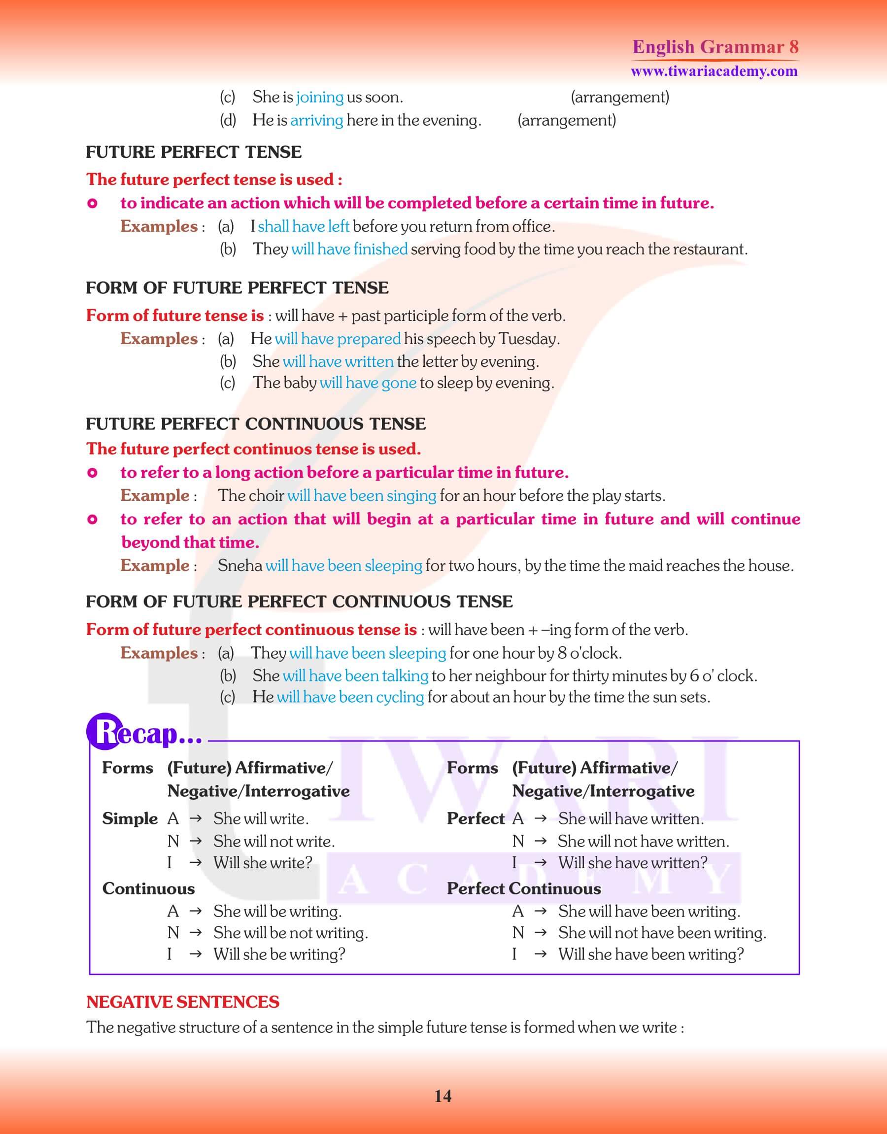 Class 8 English Grammar Future Tense Exercises